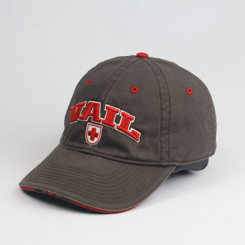Vintage Vail Ski Resort Charcoal & Red Embroidered Dad Hat by The Game