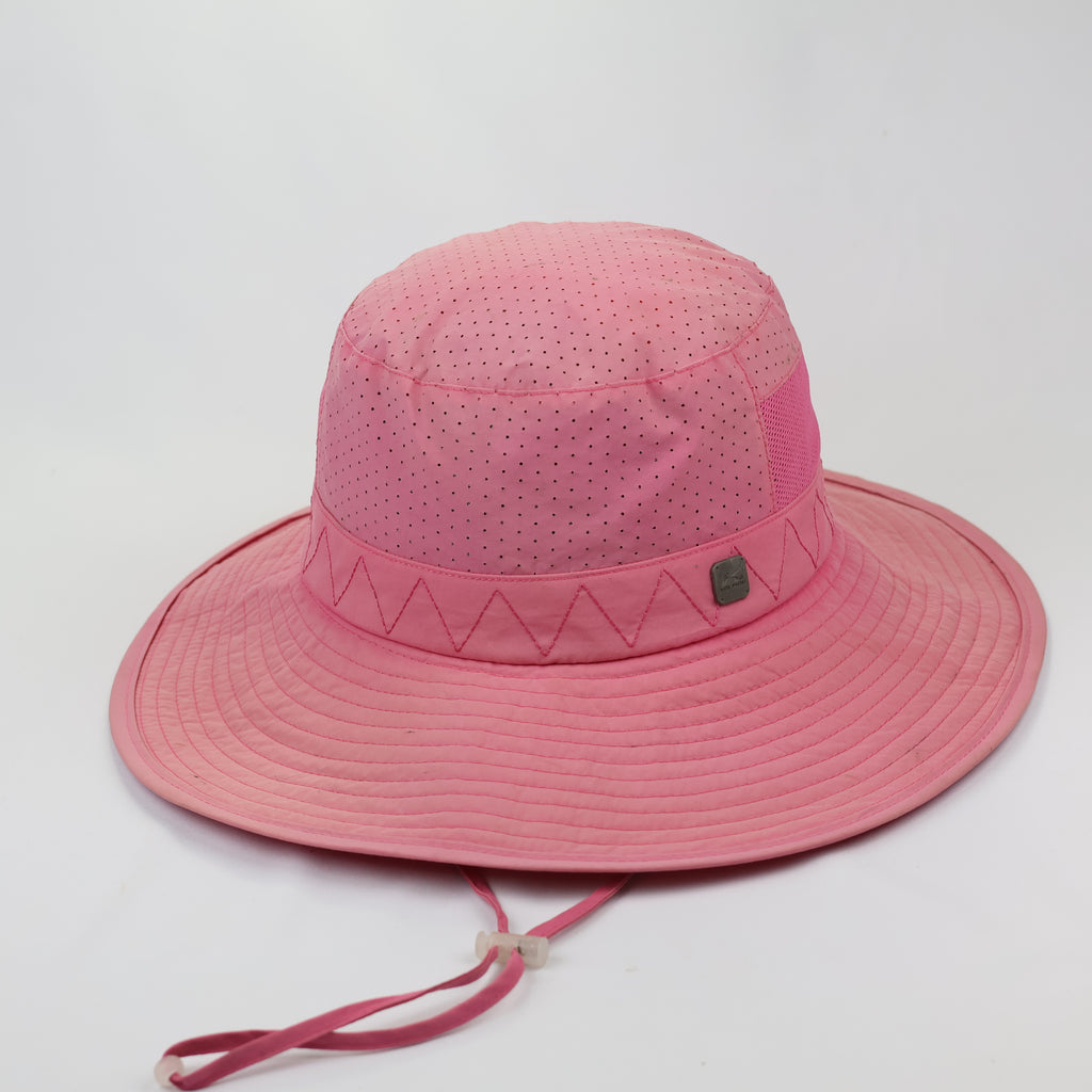 Vintage Outdoor World Mesh Boonie Thrifted Hat - Breathable Hiking Sun Cap - Tan