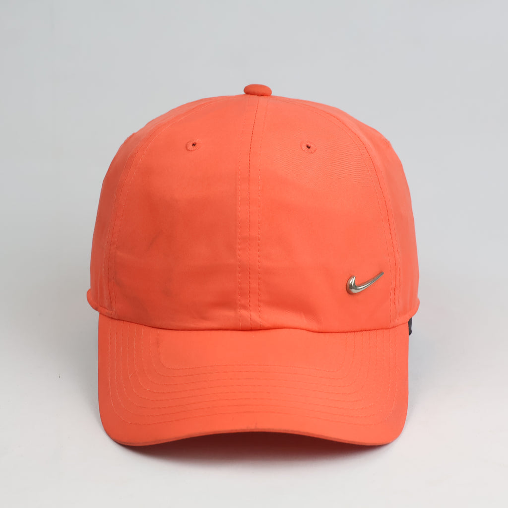 Thrifted Nike Heritage 86 Bright Orange Metal Swoosh Low Profile Dad Hat - 57-59cm