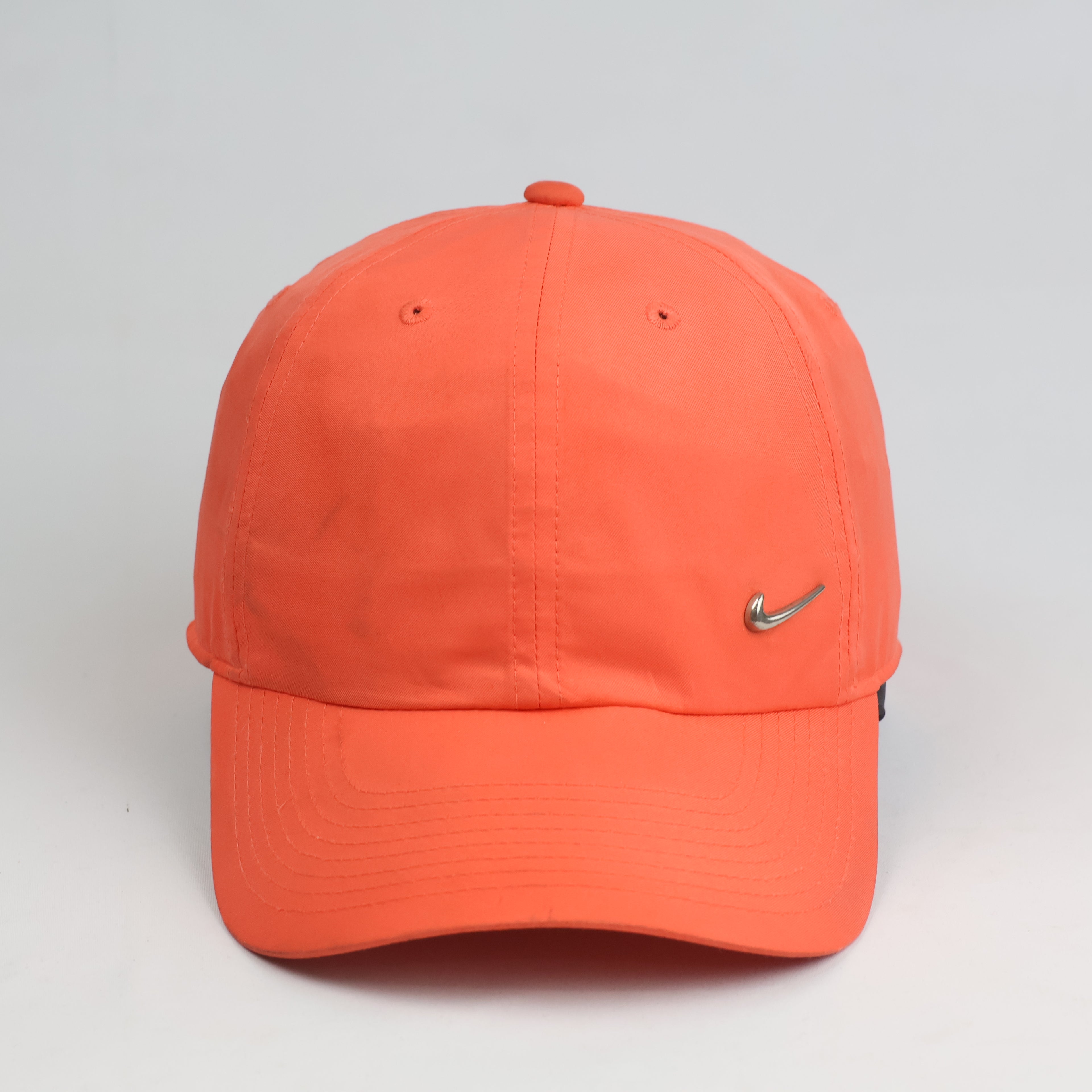 Thrifted Nike Heritage 86 Bright Orange Metal Swoosh Low Profile Dad Hat - 57-59cm