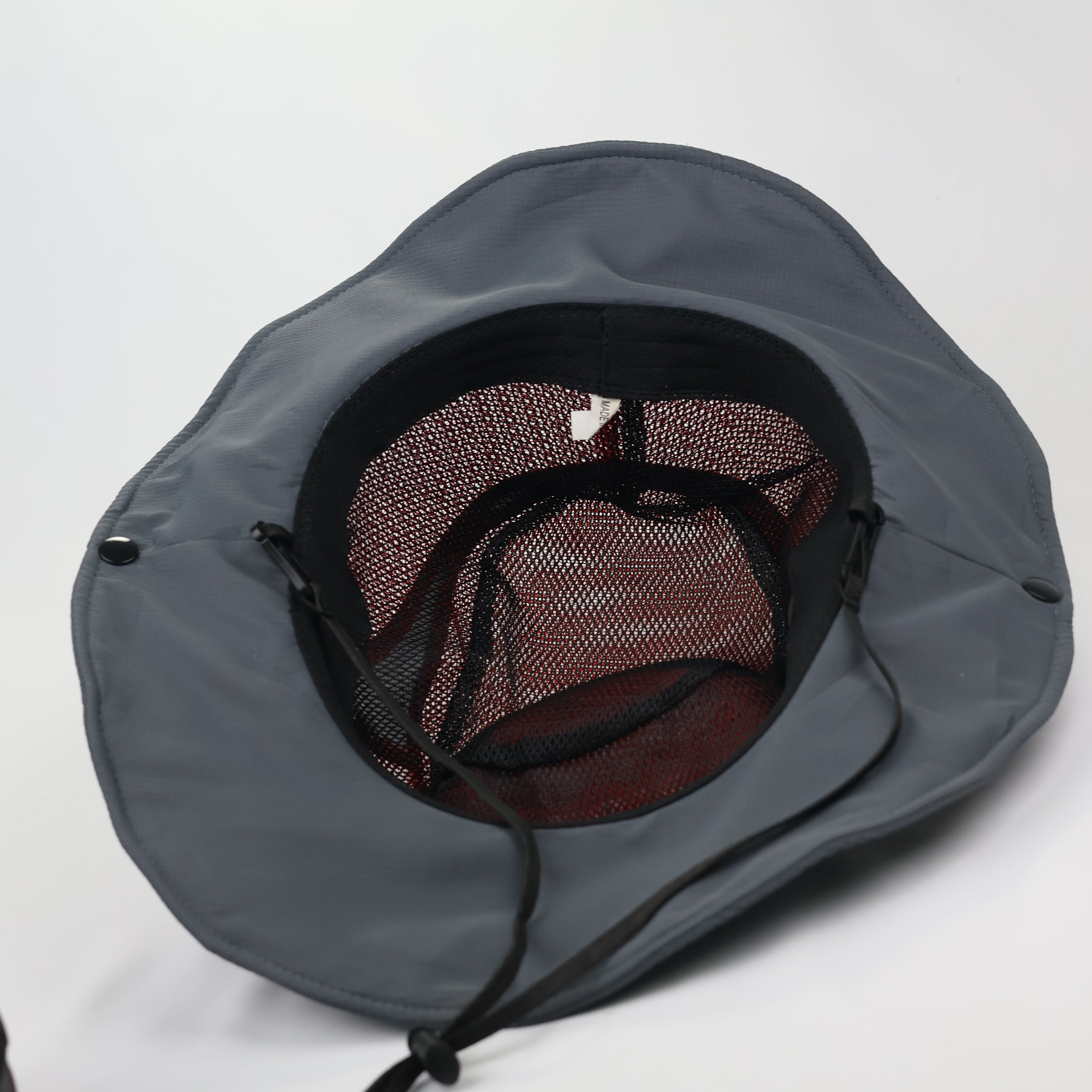 Feston Sport Breathable Safari Hat - Grey & Red Mesh Fisherman Cap
