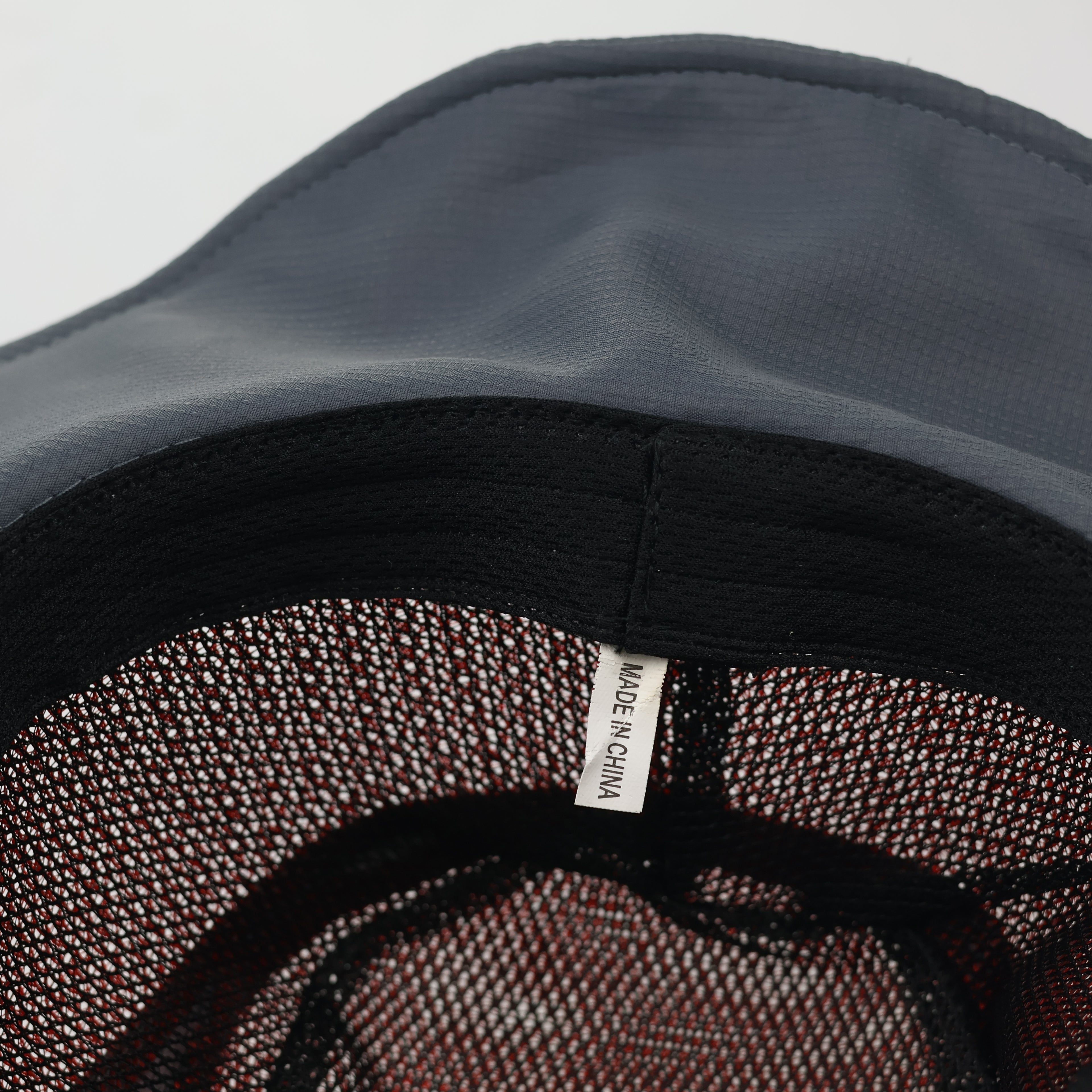 Feston Sport Breathable Safari Hat - Grey & Red Mesh Fisherman Cap