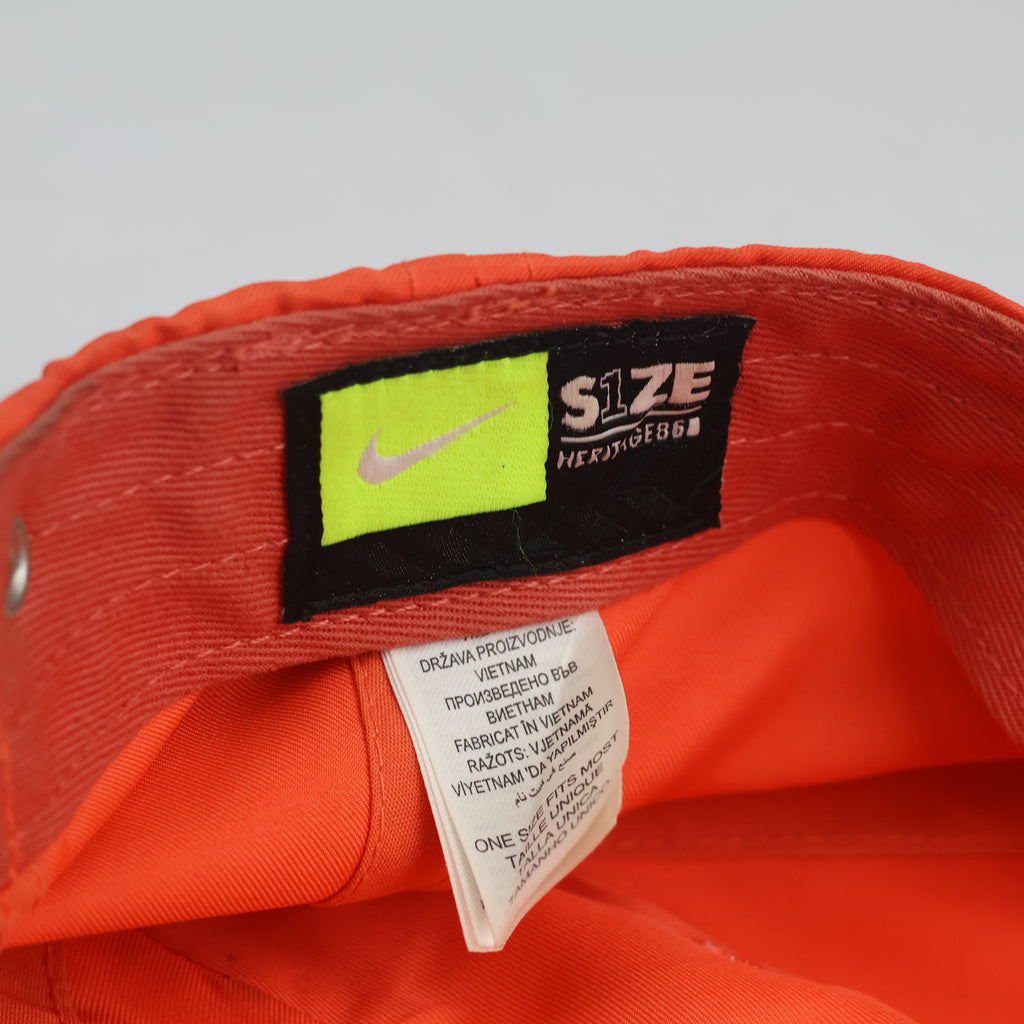 Thrifted Nike Heritage 86 Bright Orange Metal Swoosh Low Profile Dad Hat - 57-59cm