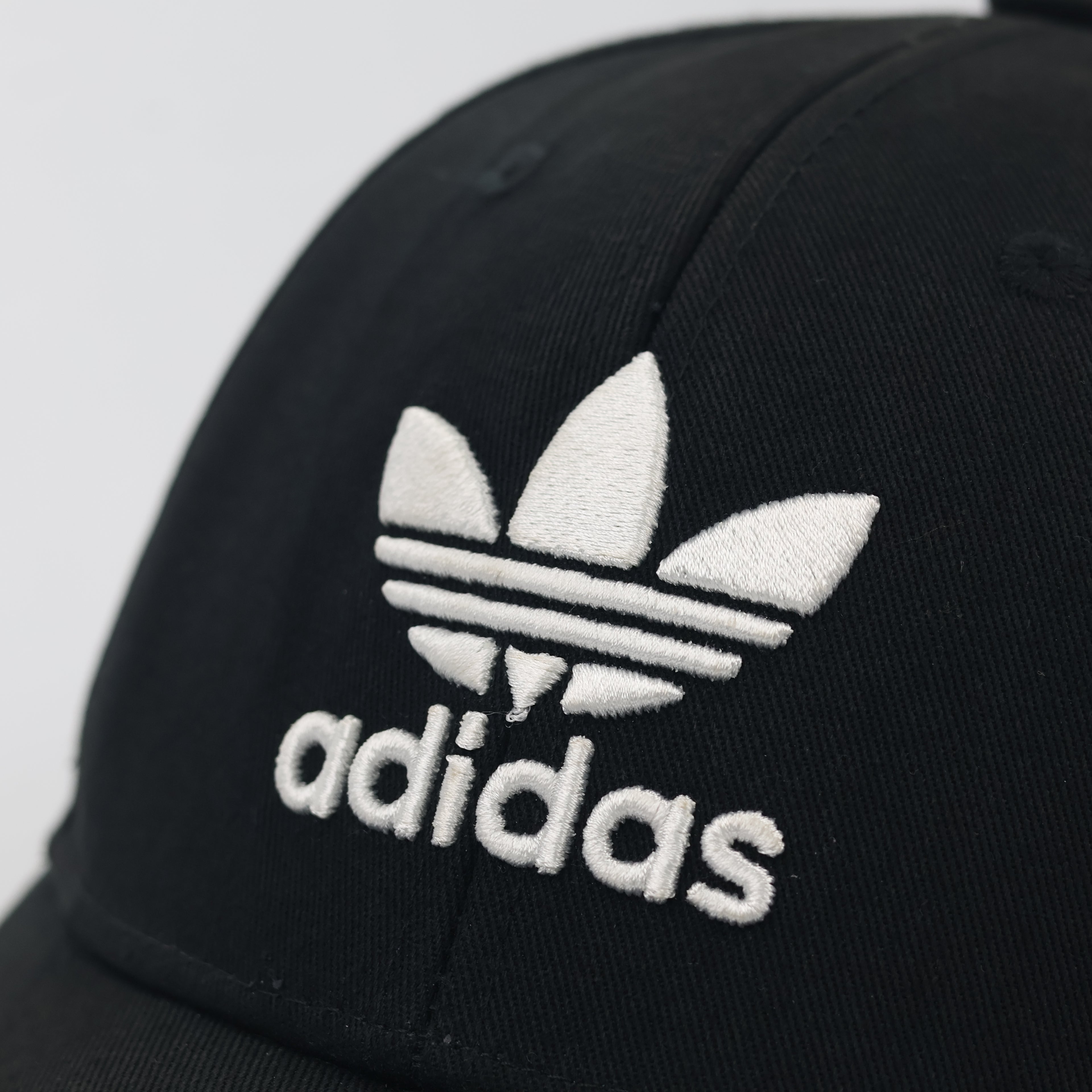 Adidas Originals Embroidered Logo Curved Brim Thrifted Cap – Black