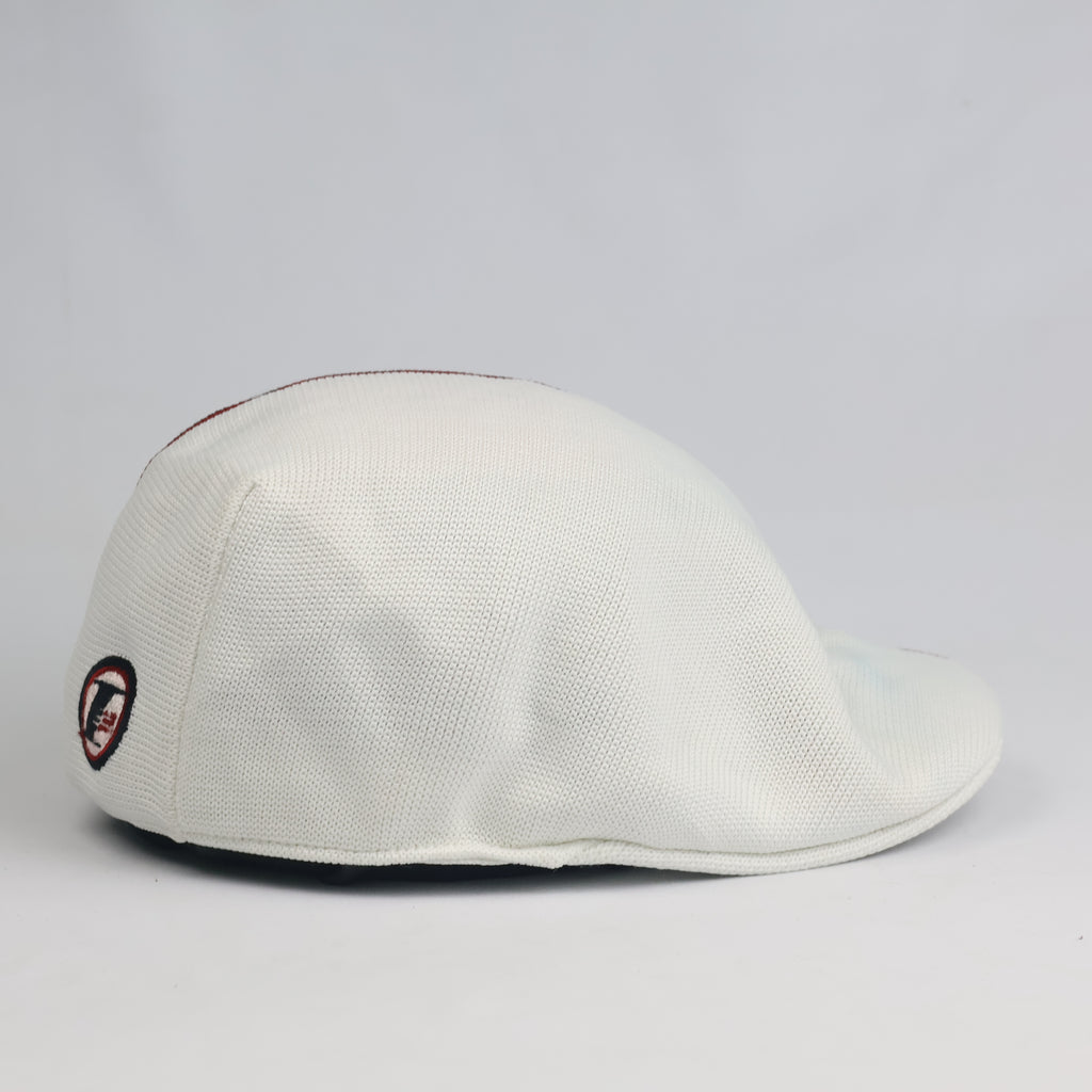Thrifted Off-White Tricolor Striped Knit Ivy Newsboy Cap - Size 58cm