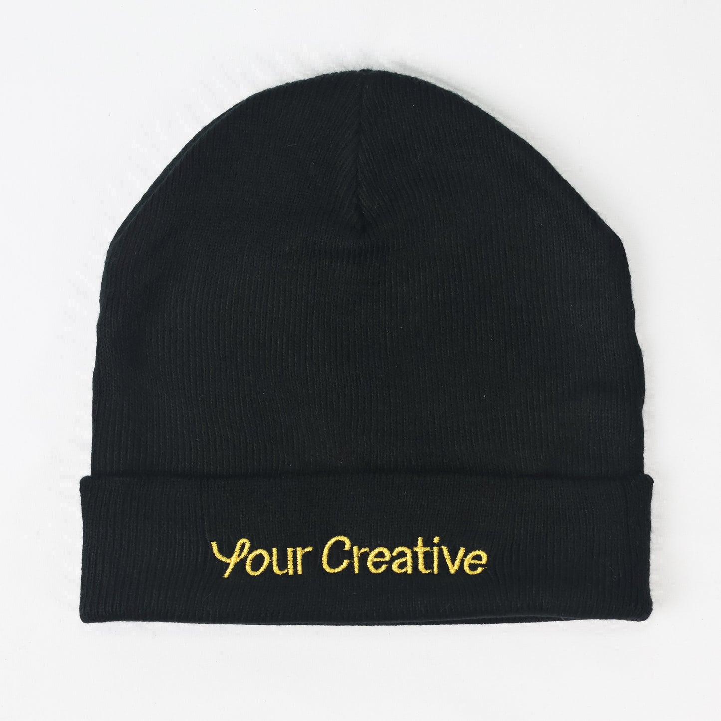 Adult Black Knit Thrifted Cap - "Your Creative" Slogan (Streetwear Style)