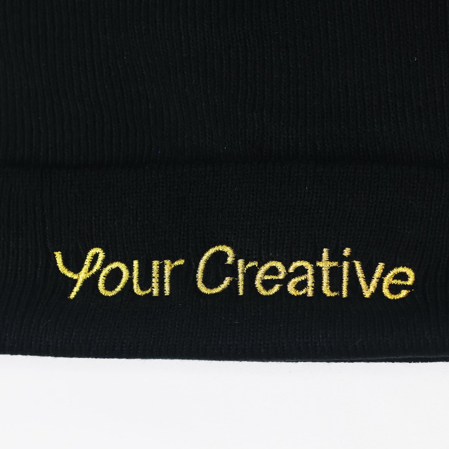 Adult Black Knit Thrifted Cap - "Your Creative" Slogan (Streetwear Style)