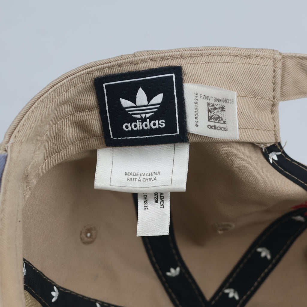 Thrifted Adidas Originals Khaki Baseball Cap - Pink Embroidered Trefoil