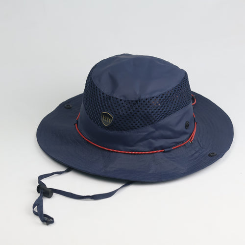 Thrifted Basic Elle Navy Mesh Vent Boonie Hat with Chinstrap - Size 58cm