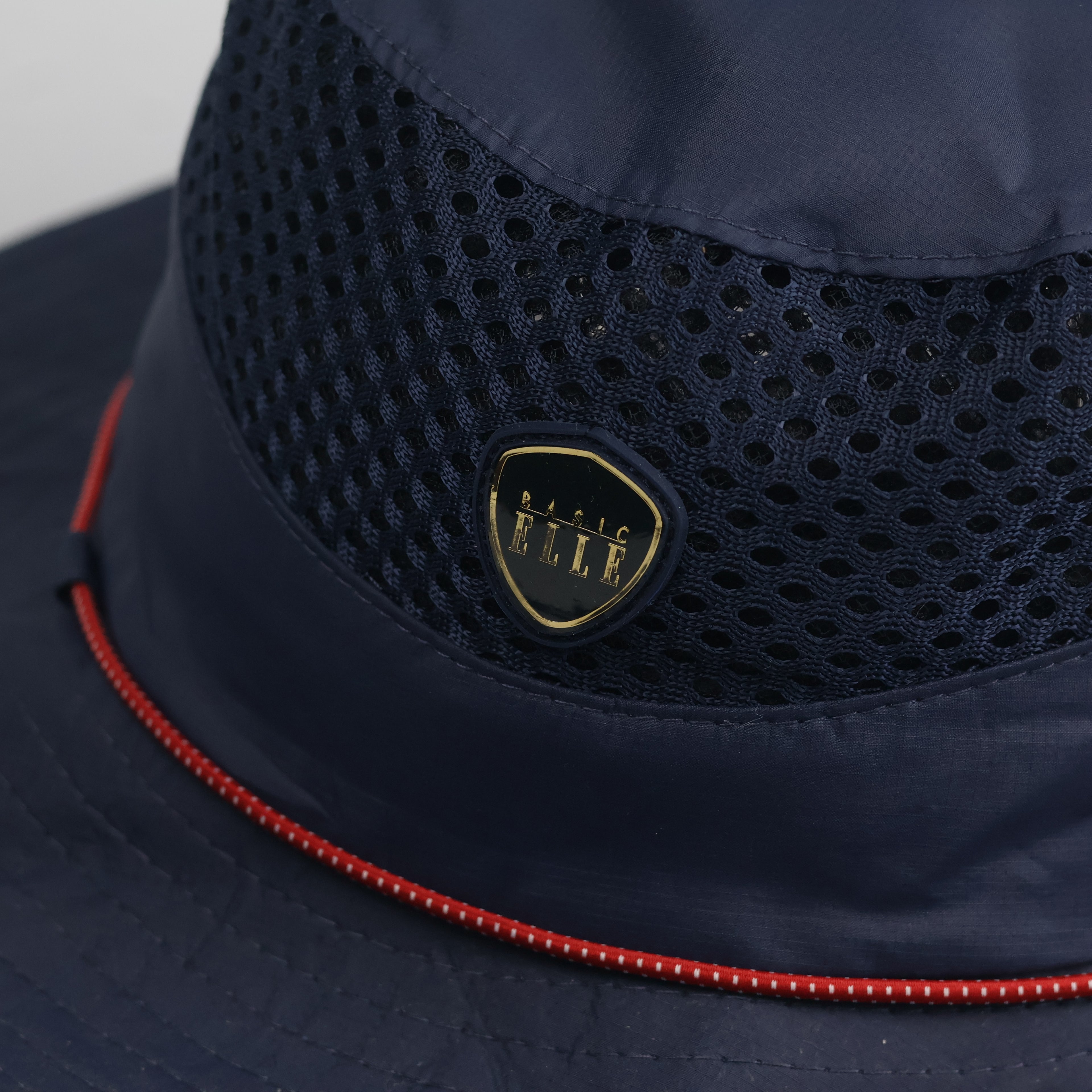 Thrifted Basic Elle Navy Mesh Vent Boonie Hat with Chinstrap - Size 58cm