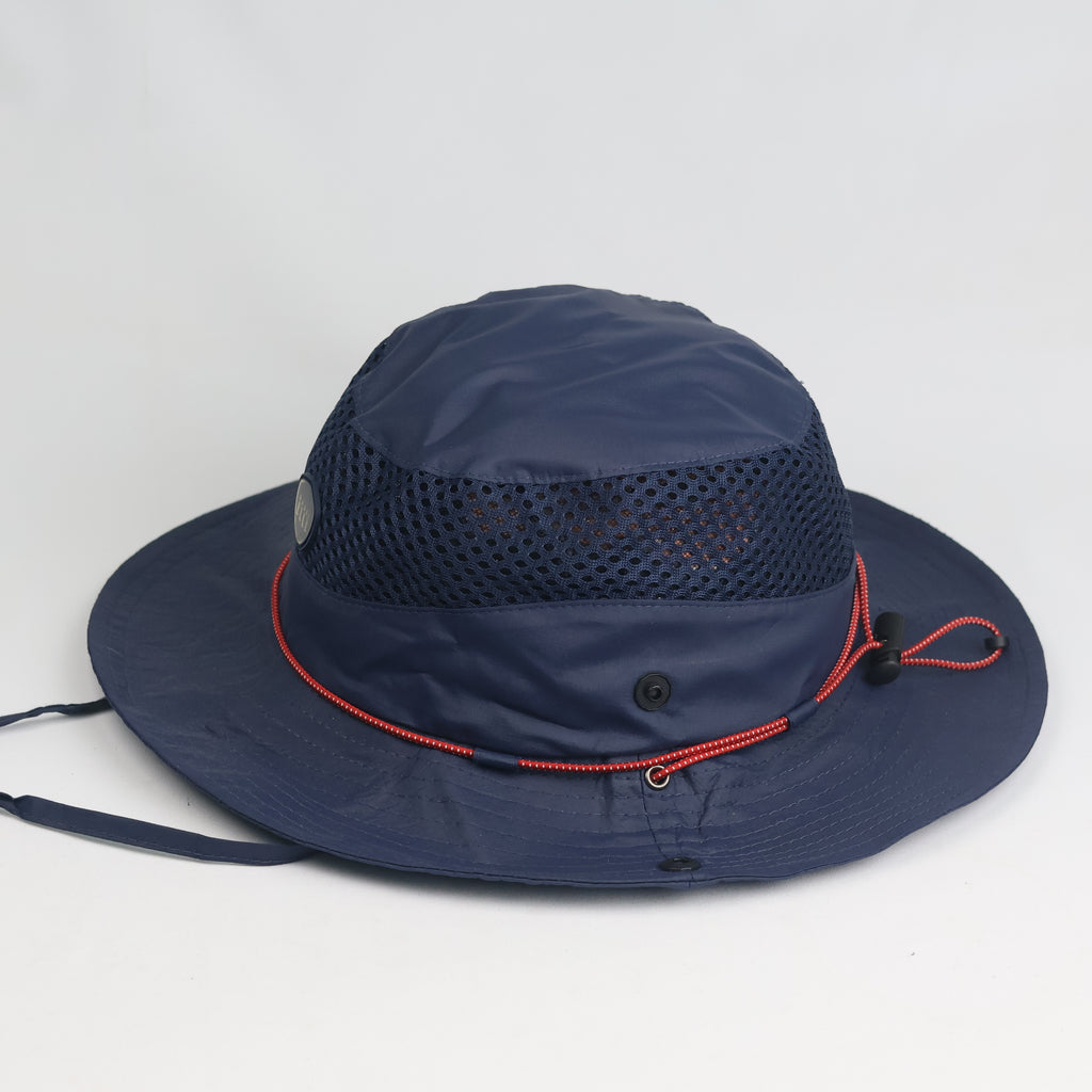 Thrifted Basic Elle Navy Mesh Vent Boonie Hat with Chinstrap - Size 58cm