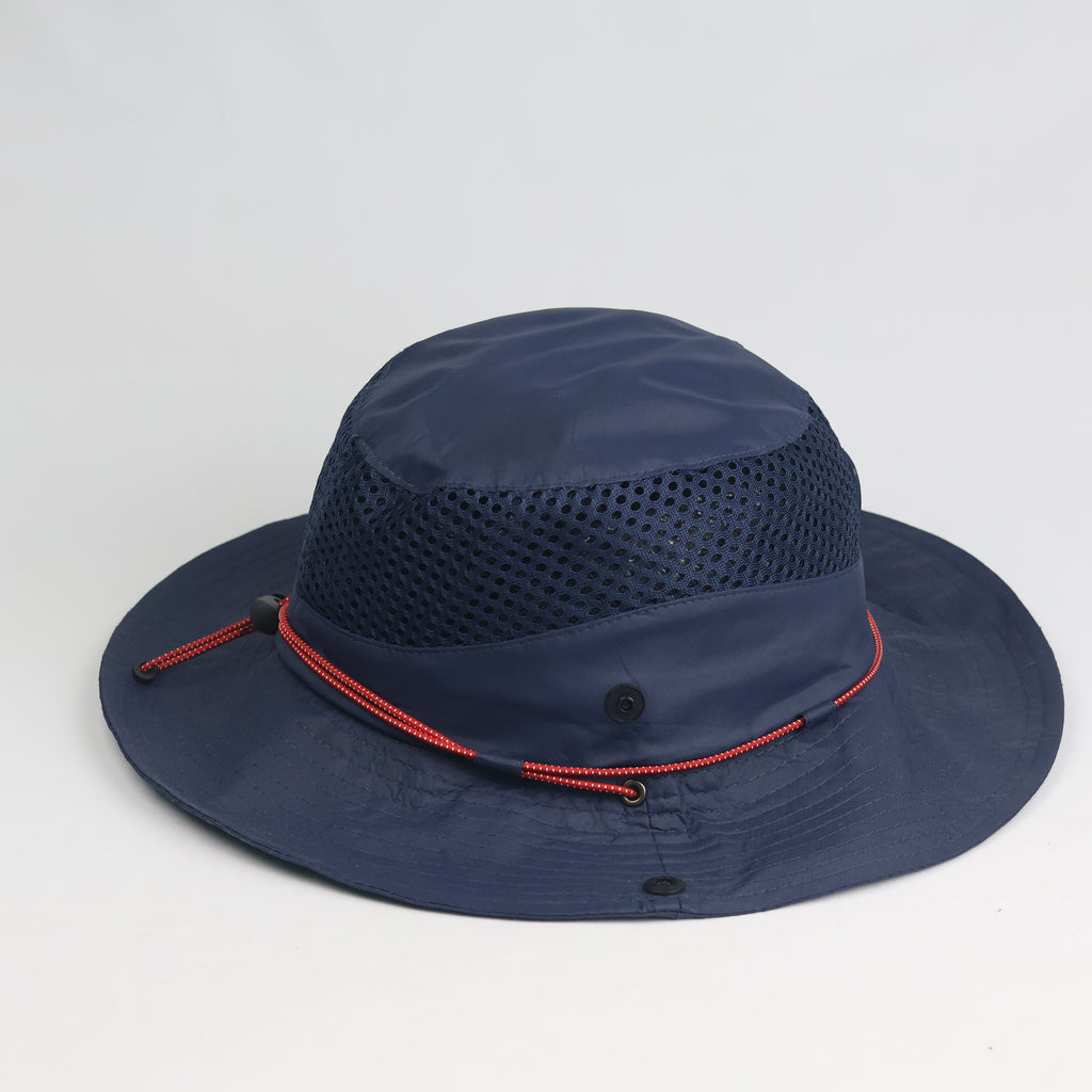 Thrifted Basic Elle Navy Mesh Vent Boonie Hat with Chinstrap - Size 58cm