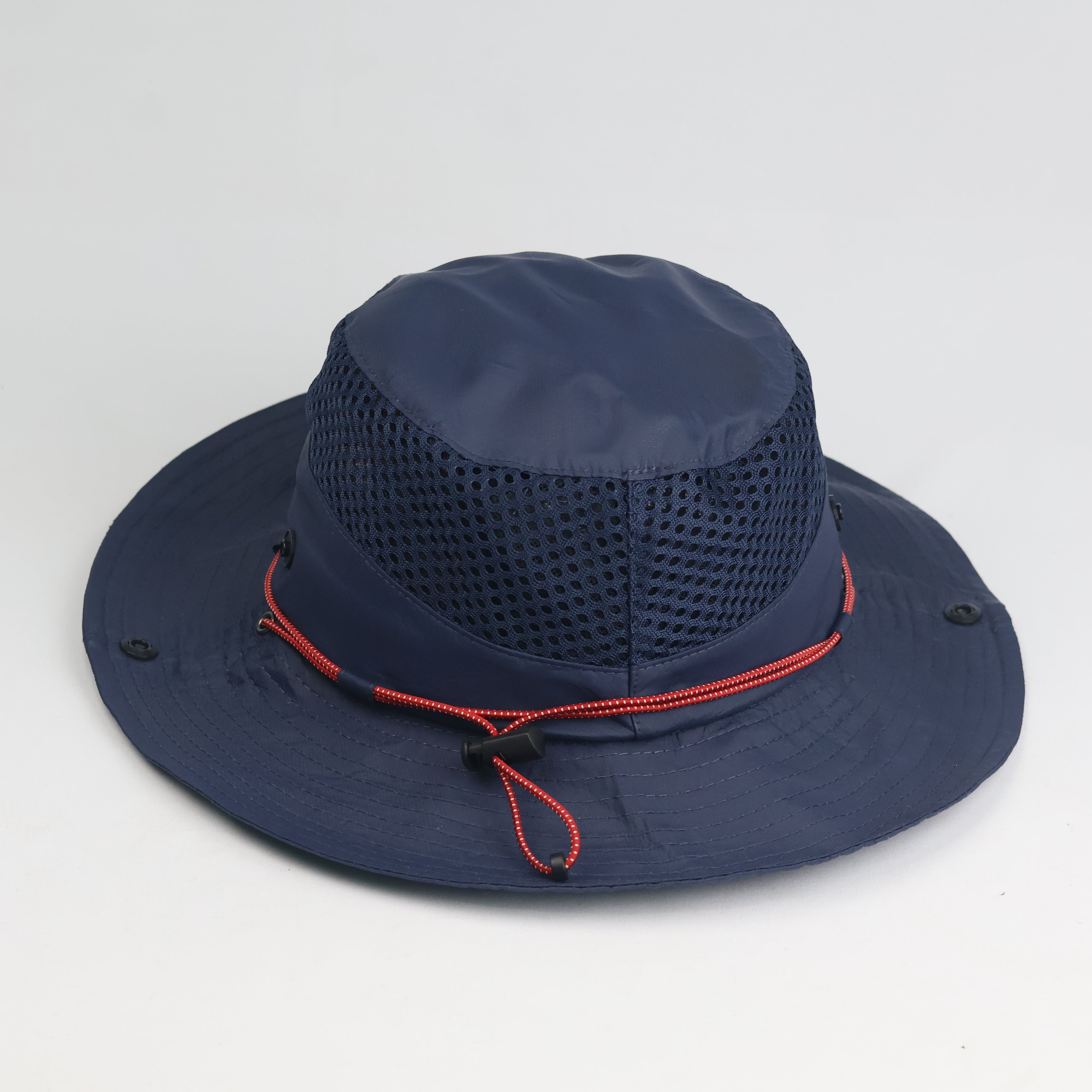 Thrifted Basic Elle Navy Mesh Vent Boonie Hat with Chinstrap - Size 58cm