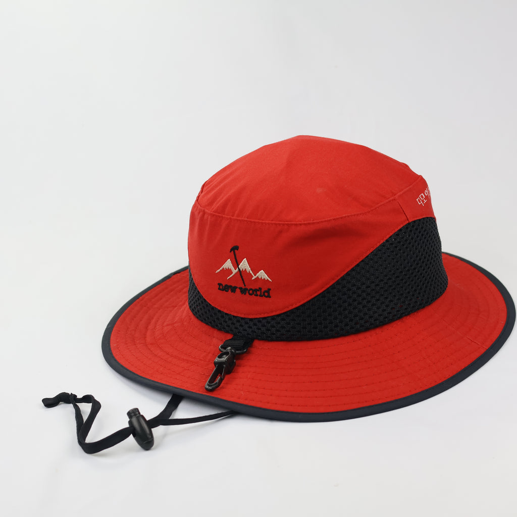 Vintage New World Red Hiking Boonie Hat – Breathable Mesh