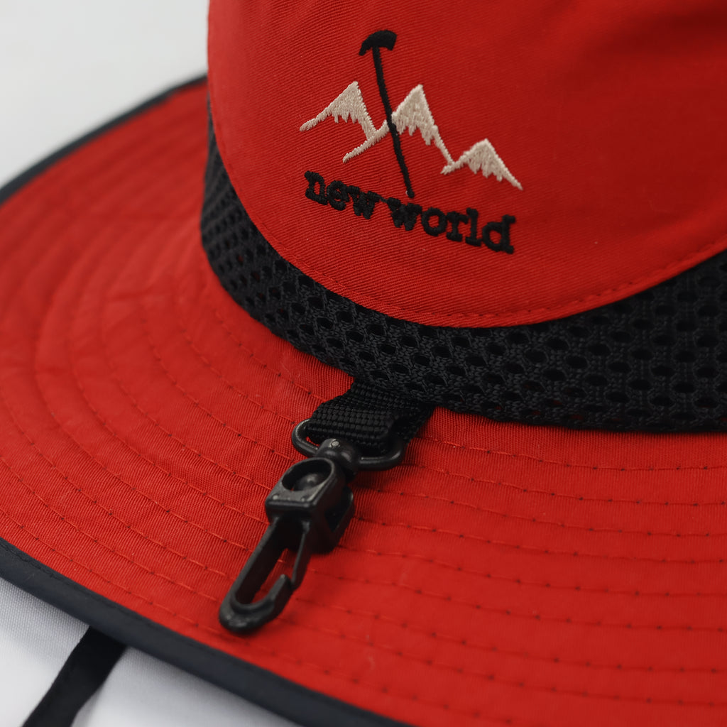 Vintage New World Red Hiking Boonie Hat – Breathable Mesh
