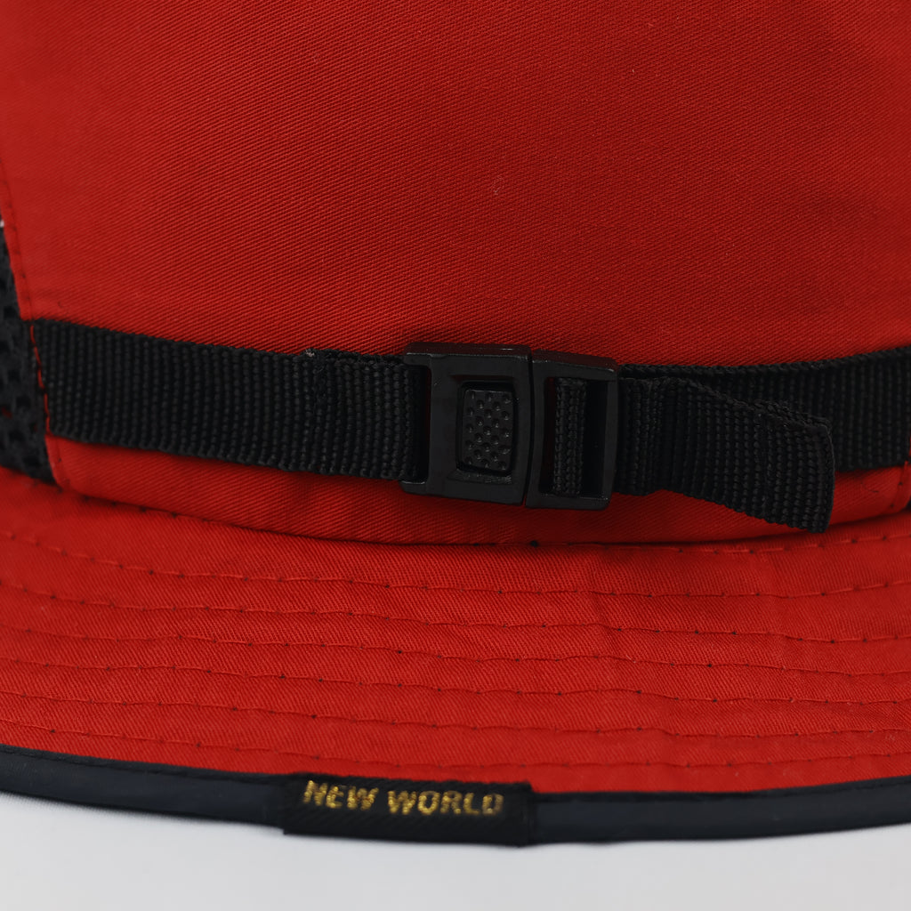 Vintage New World Red Hiking Boonie Hat – Breathable Mesh