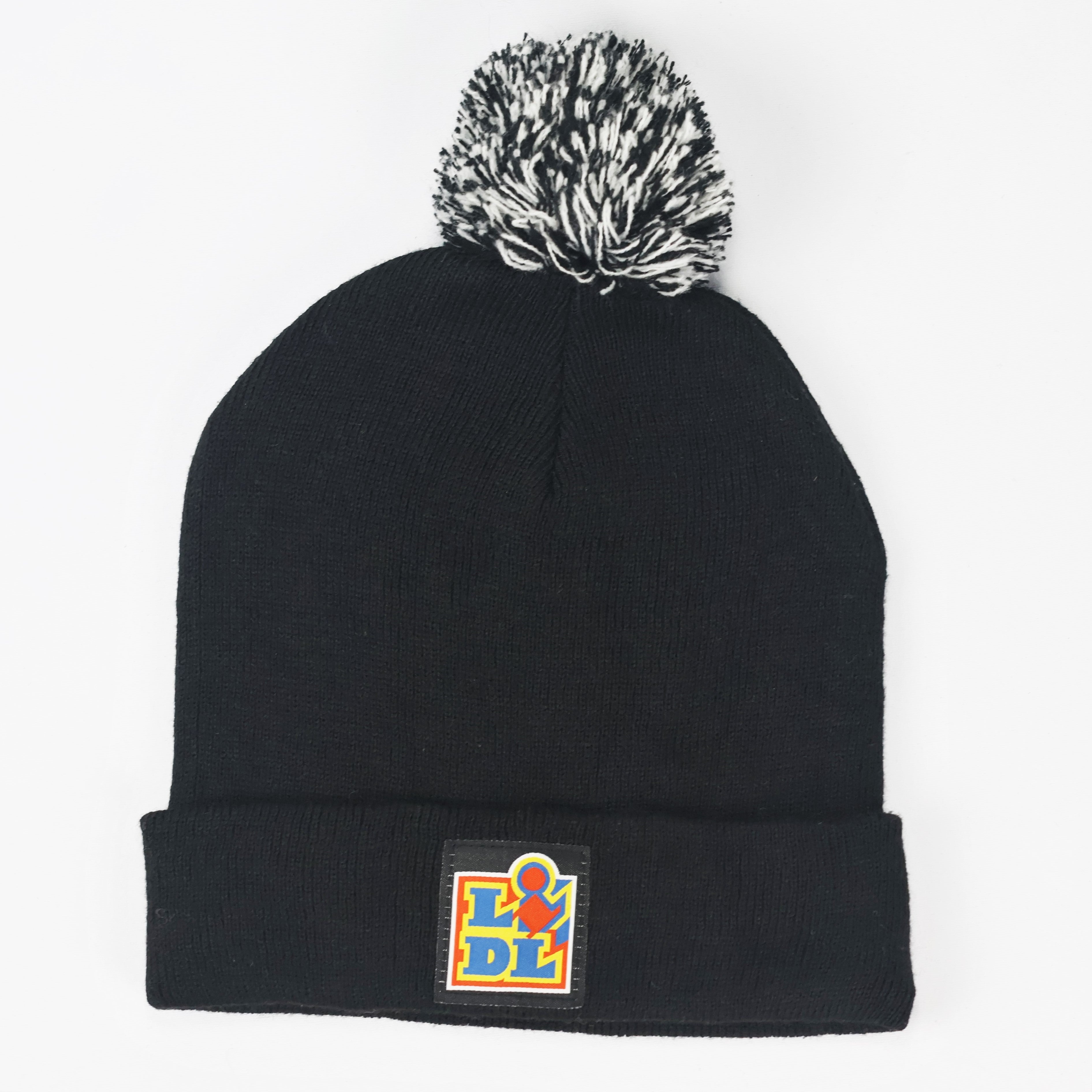 Classic Black Pom-Pom Thrifted Beanie - Cute & Cozy Winter Hat