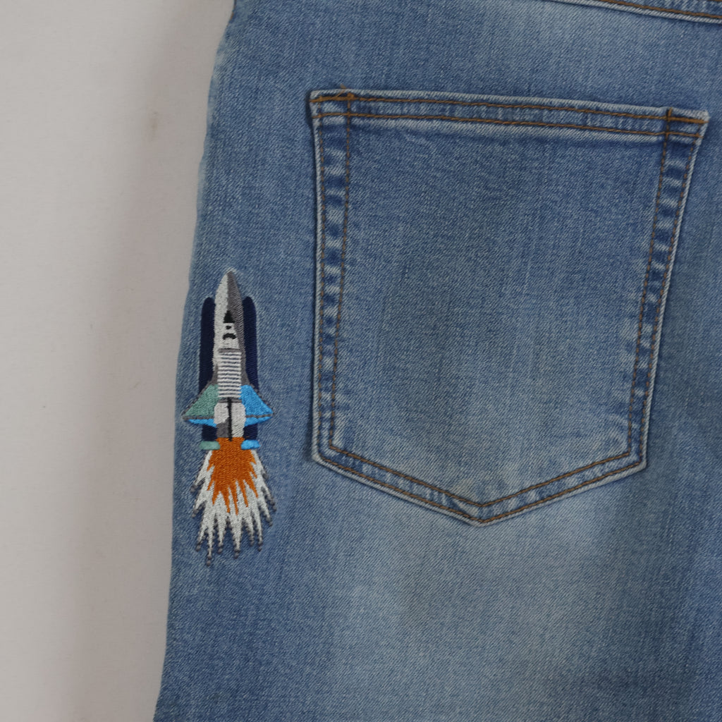 Customellow Blue Regular Fit Embroidered Denim Jeans Wais: 34/ J1112