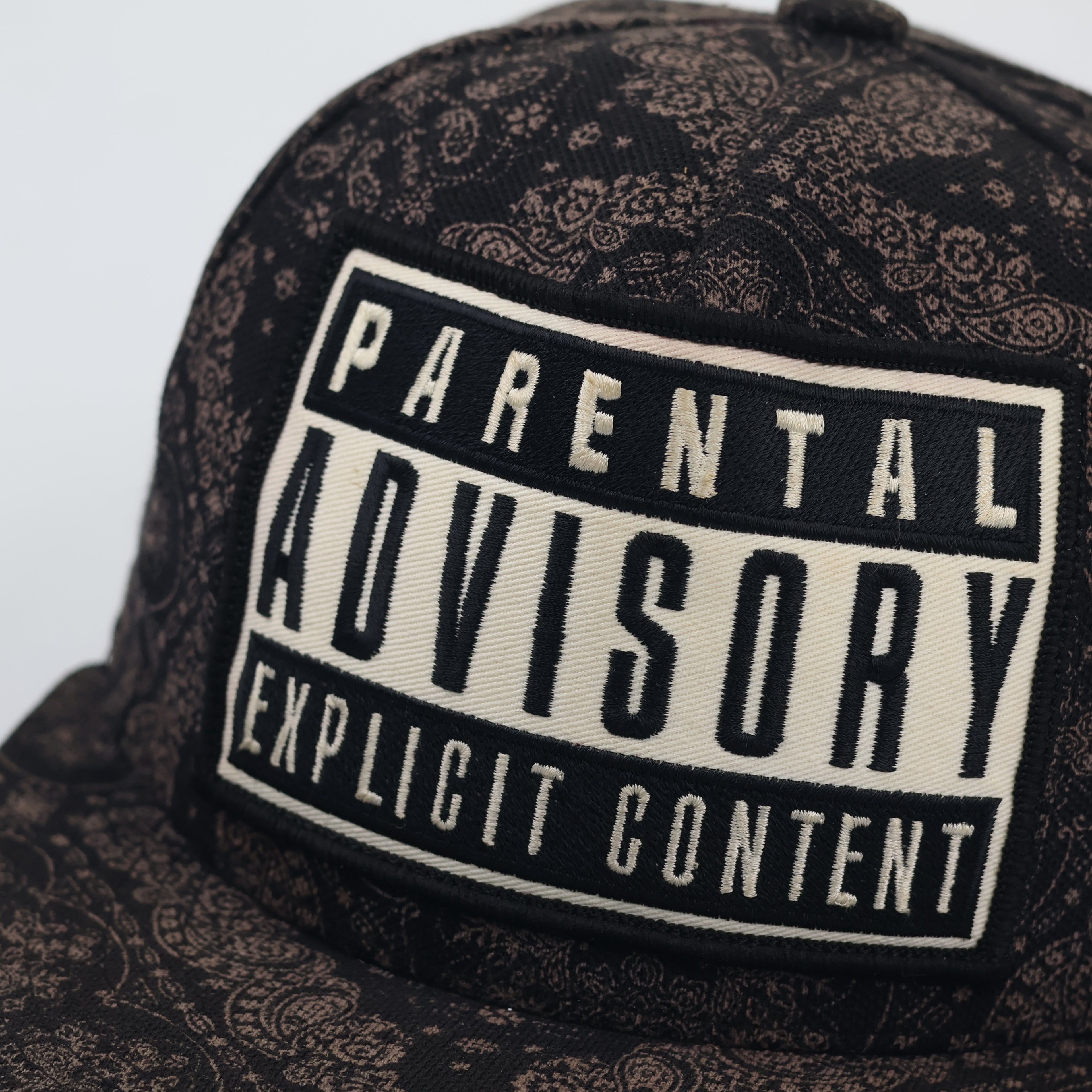 Vintage Premier Parental Advisory Cap - Brown Paisley Graphic Snapback
