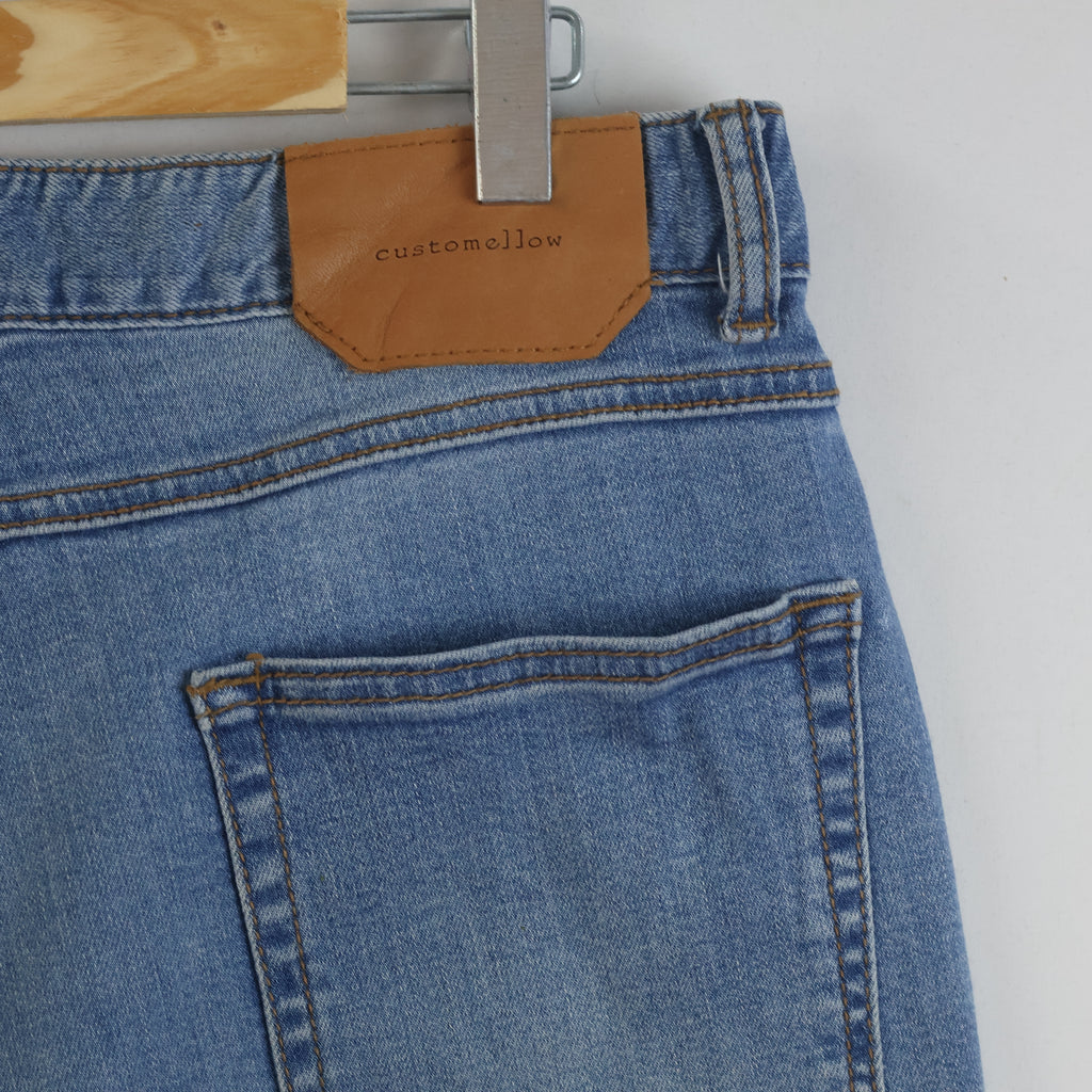 Customellow Blue Regular Fit Embroidered Denim Jeans Wais: 34/ J1112