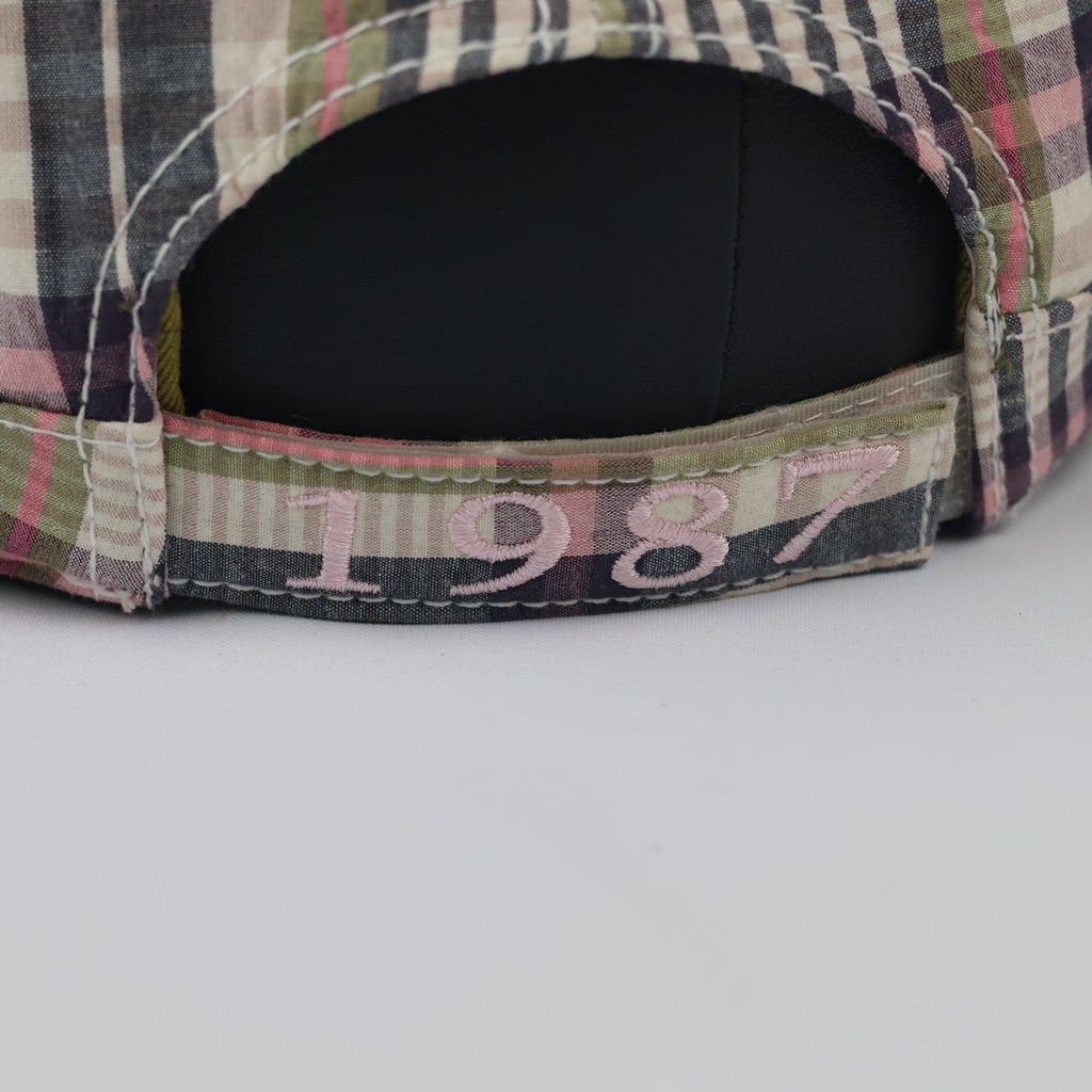 Vintage Pebble Beach Spanish Bay Plaid Cadet Thrifted Cap - Retro 1987 Military Hat