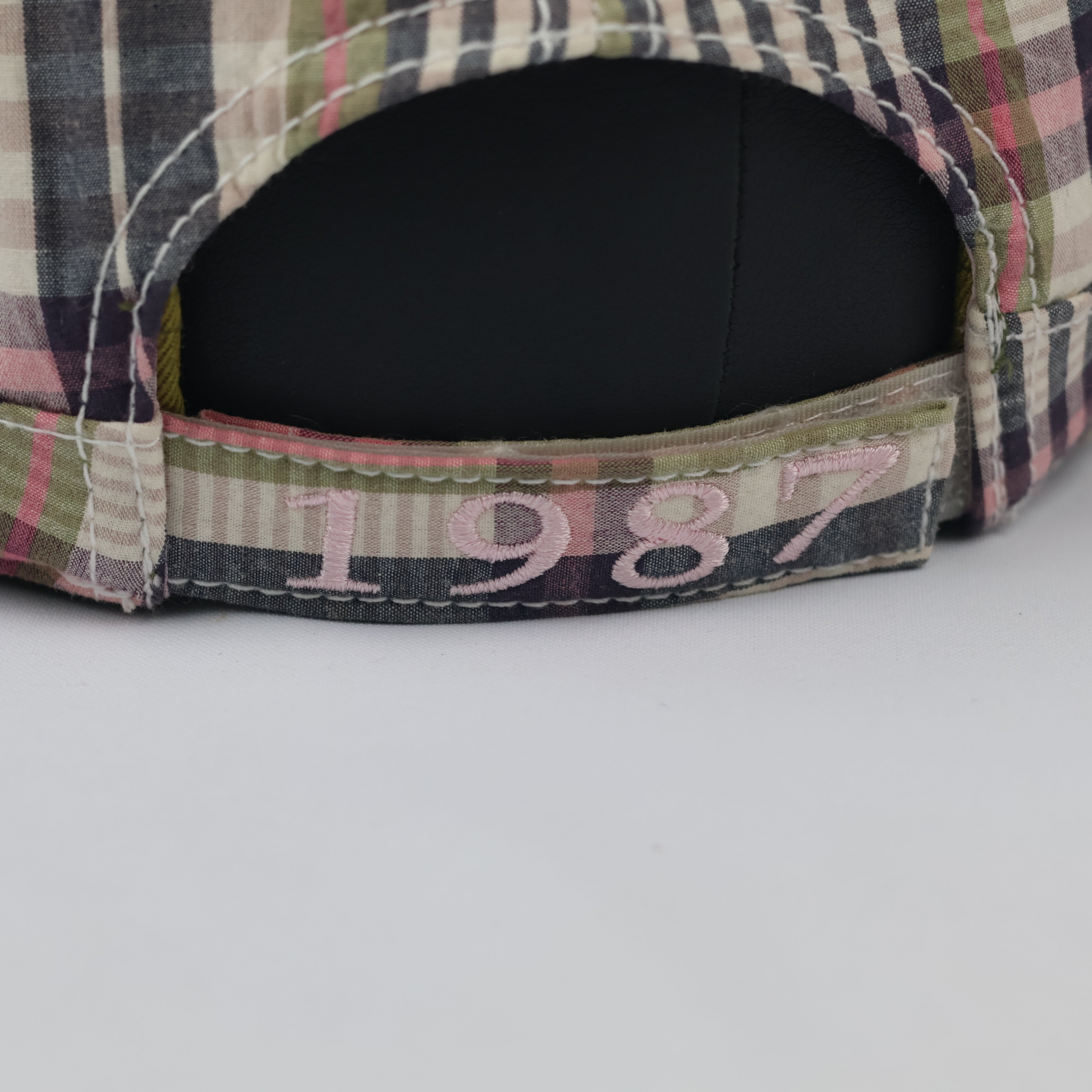 Vintage Pebble Beach Spanish Bay Plaid Cadet Thrifted Cap - Retro 1987 Military Hat