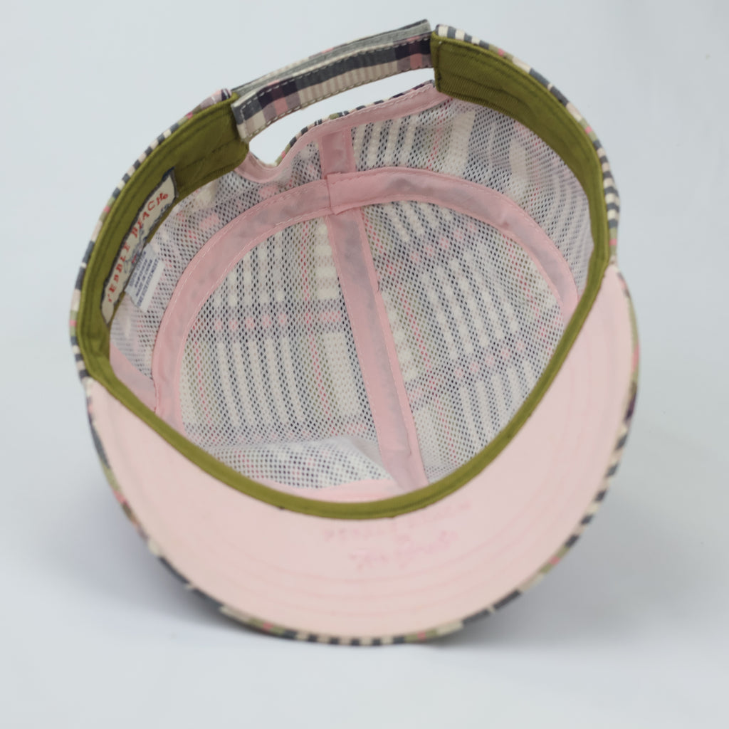Vintage Pebble Beach Spanish Bay Plaid Cadet Thrifted Cap - Retro 1987 Military Hat