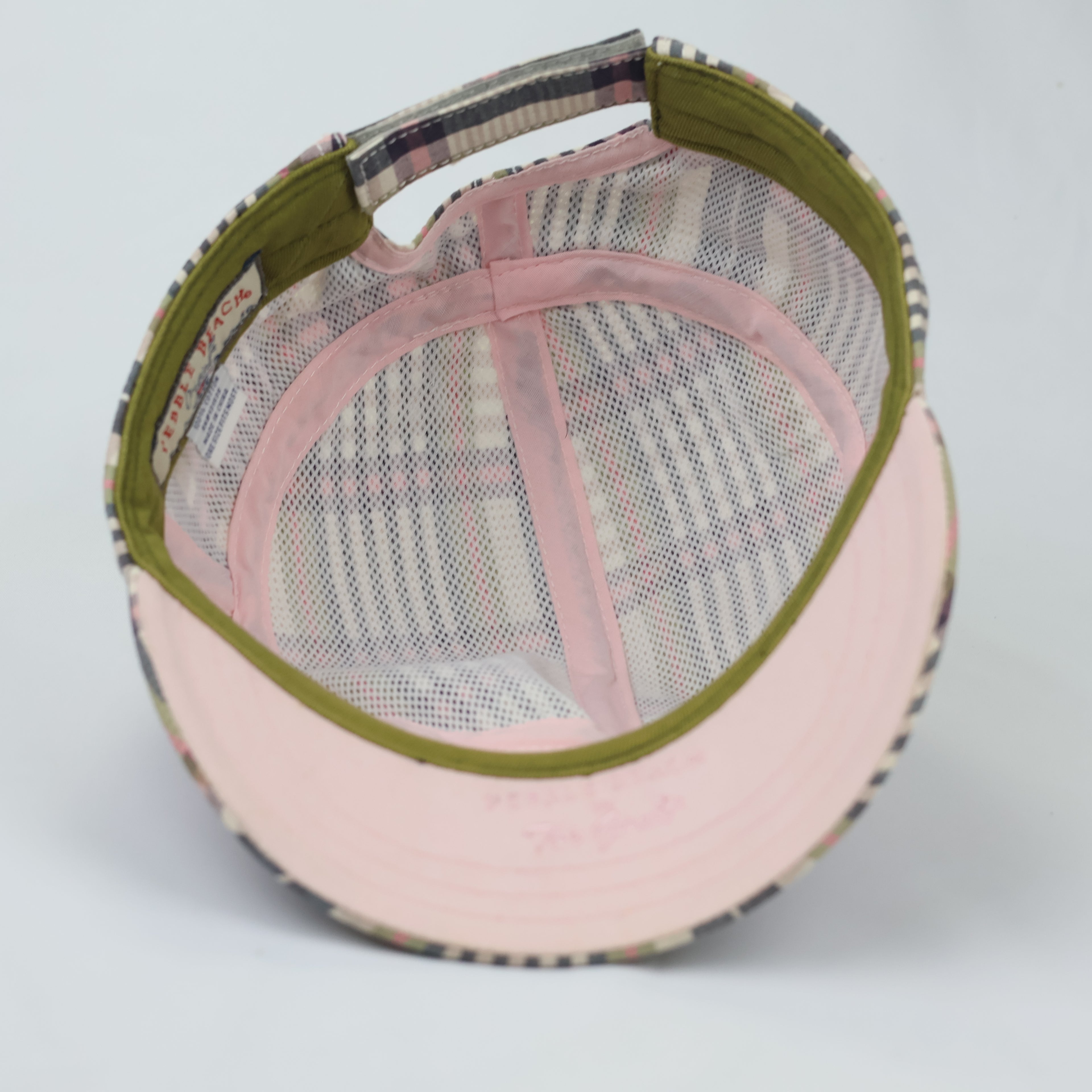 Vintage Pebble Beach Spanish Bay Plaid Cadet Thrifted Cap - Retro 1987 Military Hat