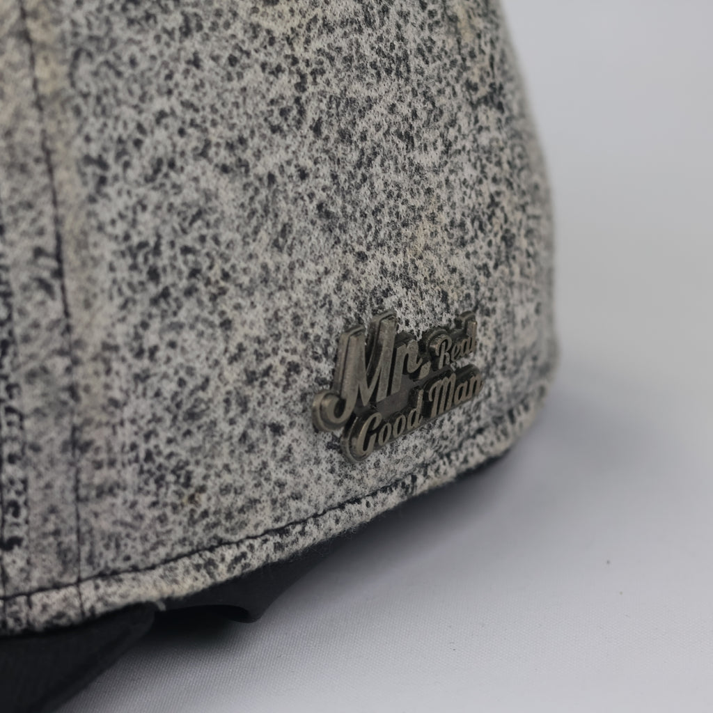 Vintage Mr. Real Good Man Flat Brim Hat - Speckled Fabric & Leather Look Visor