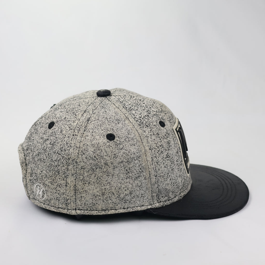 Vintage Mr. Real Good Man Flat Brim Hat - Speckled Fabric & Leather Look Visor