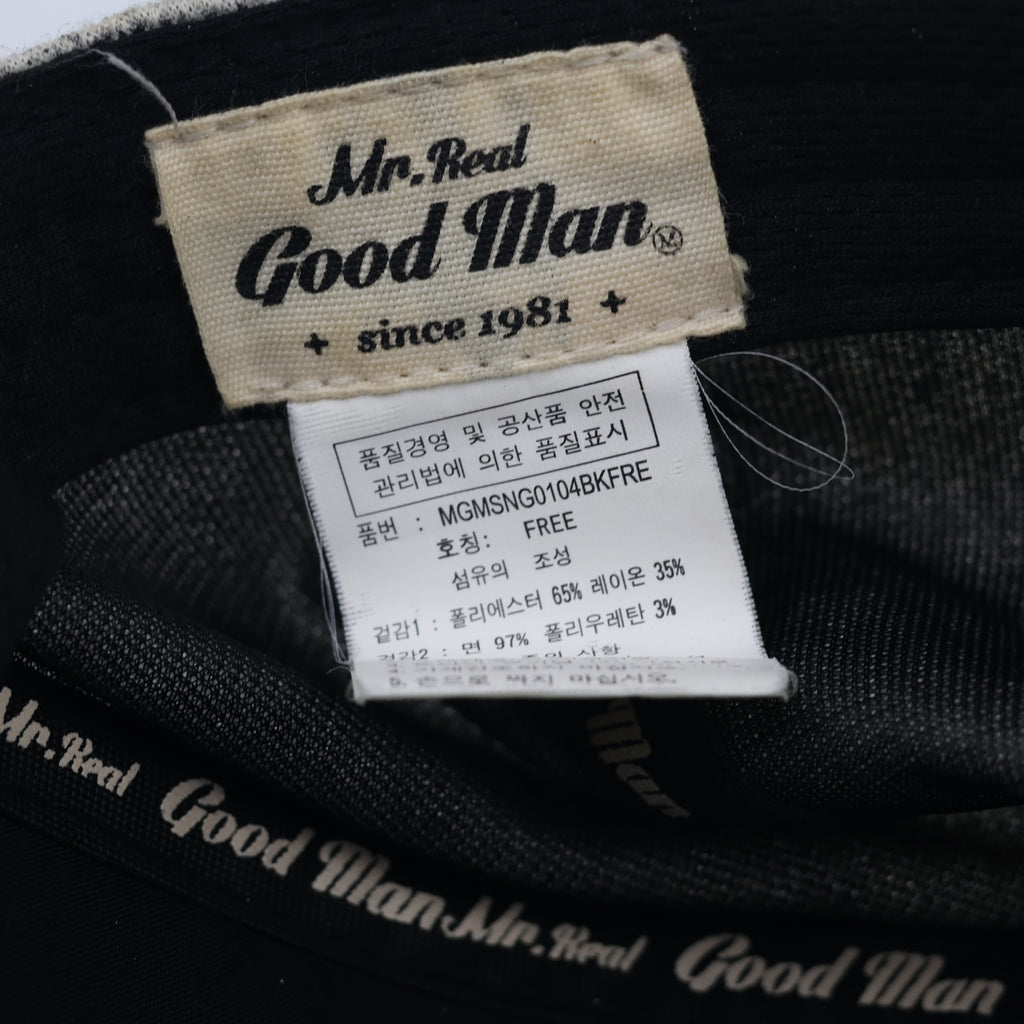 Vintage Mr. Real Good Man Flat Brim Hat - Speckled Fabric & Leather Look Visor