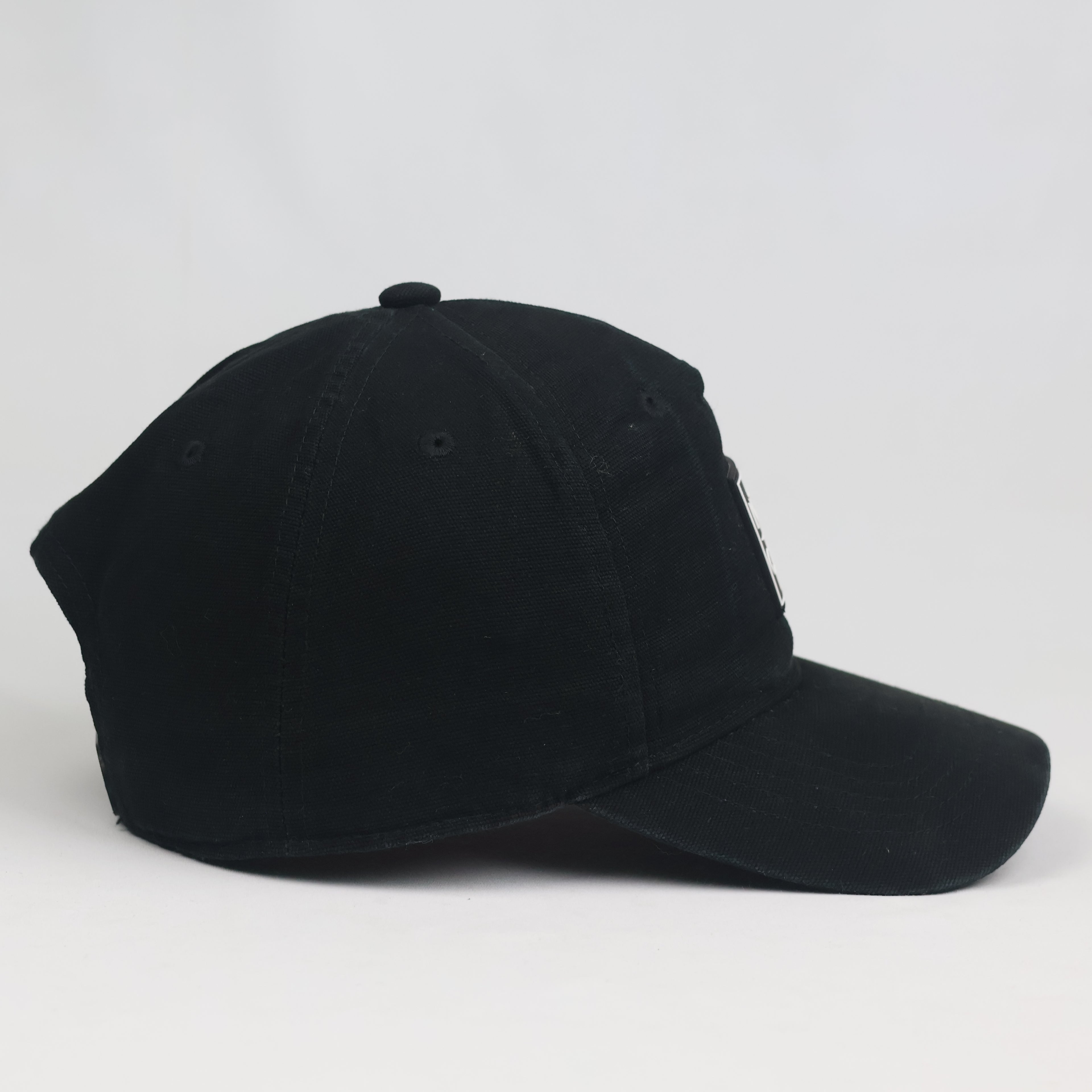 Thrifted Black NYC CRW Baseball Cap | Rubber Patch Streetwear Snapback