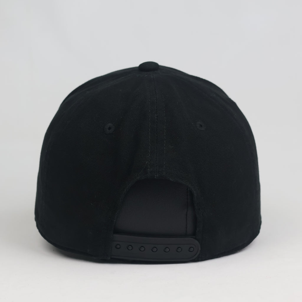 Thrifted Black NYC CRW Baseball Cap | Rubber Patch Streetwear Snapback