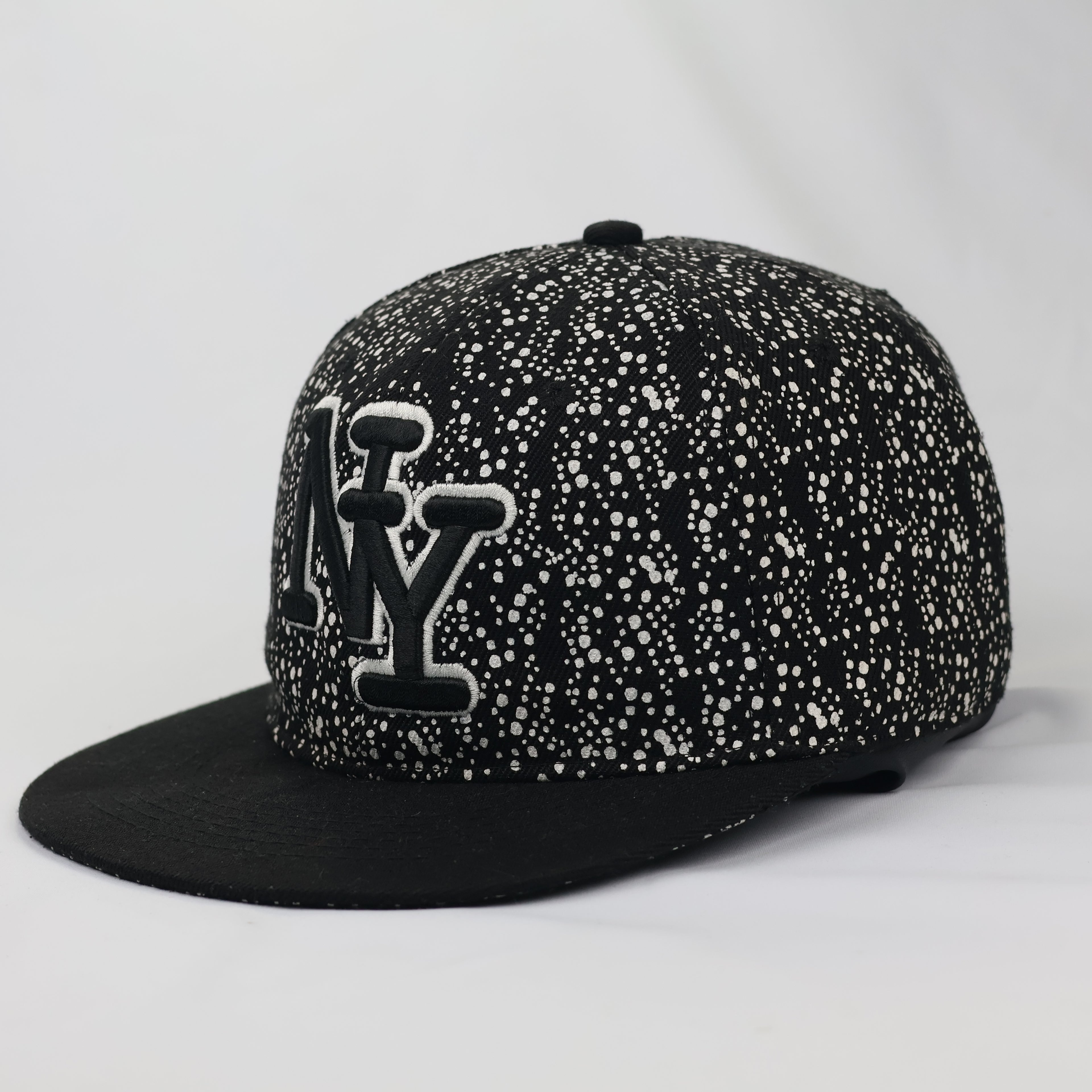 New York Splatter Print Snapback - Black & White Streetwear Hat