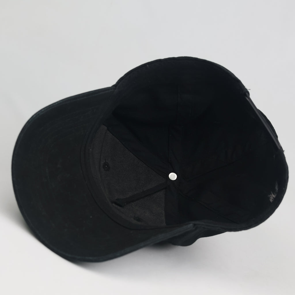 Thrifted Black NYC CRW Baseball Cap | Rubber Patch Streetwear Snapback