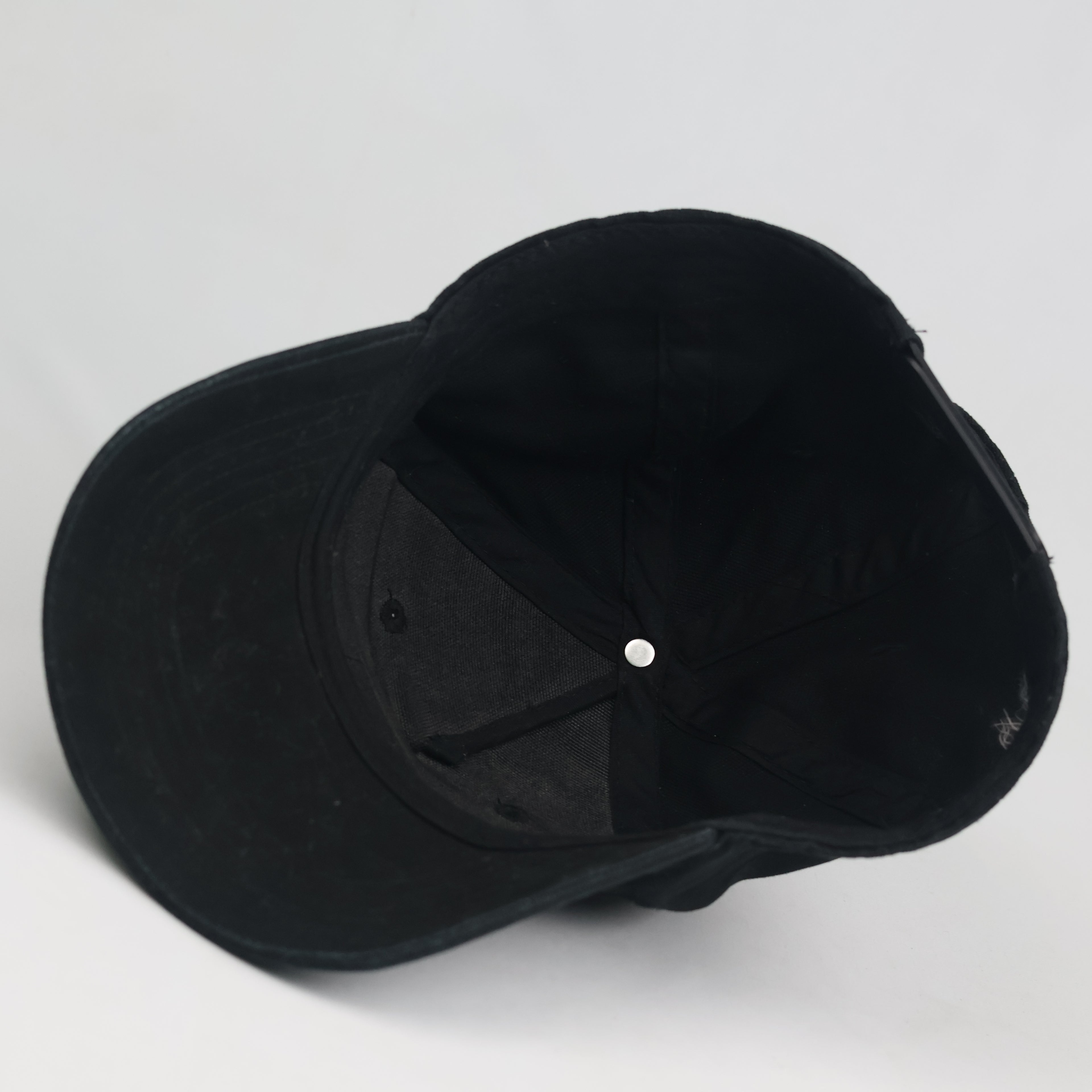 Thrifted Black NYC CRW Baseball Cap | Rubber Patch Streetwear Snapback