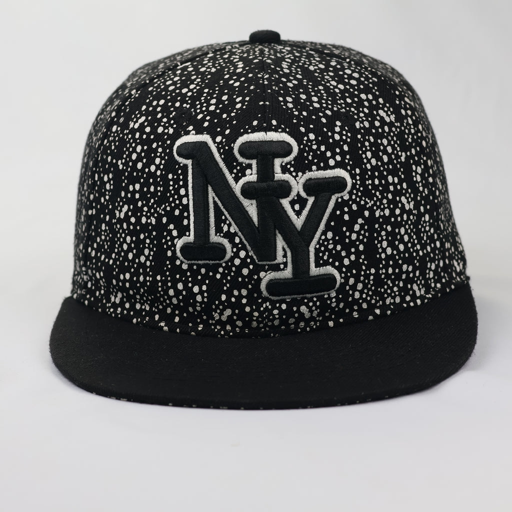 New York Splatter Print Snapback - Black & White Streetwear Hat