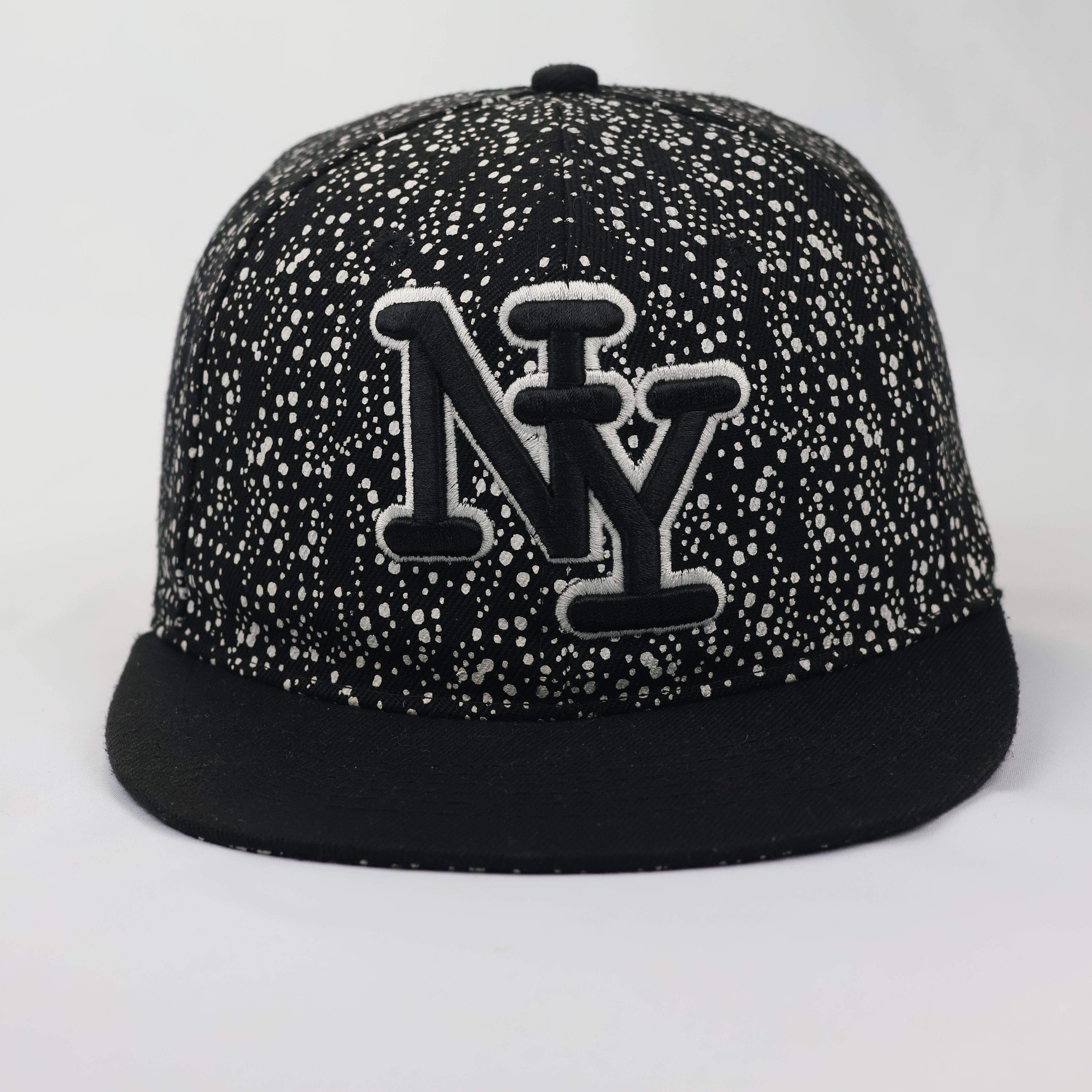 New York Splatter Print Snapback - Black & White Streetwear Hat