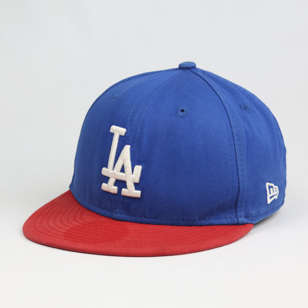 Thrifted New Era LA Dodgers Two-Tone Snapback Cap | Blue Red Flat Brim