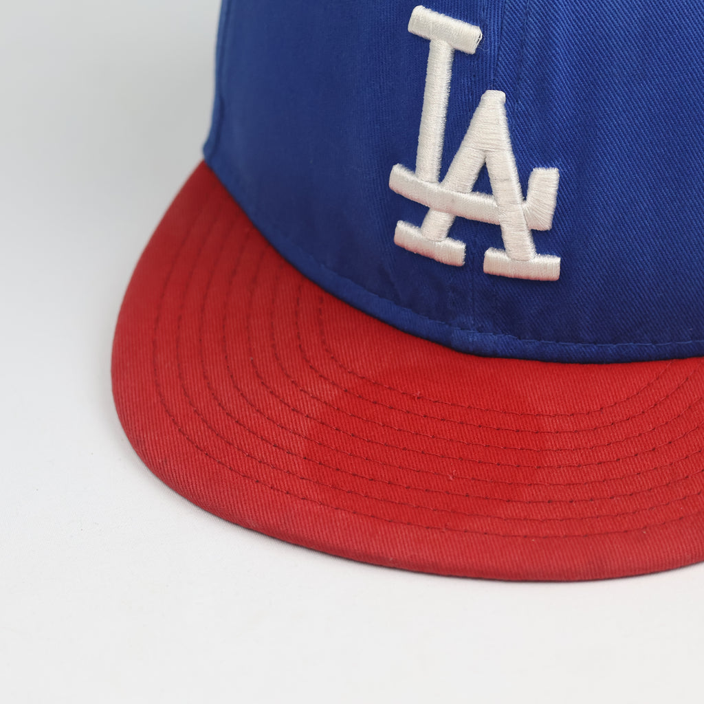 Thrifted New Era LA Dodgers Two-Tone Snapback Cap | Blue Red Flat Brim
