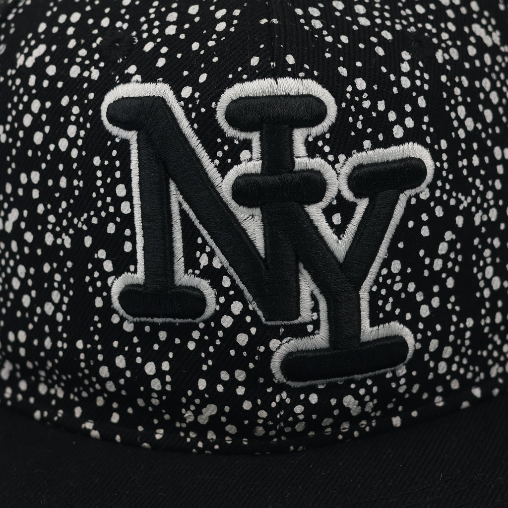 New York Splatter Print Snapback - Black & White Streetwear Hat