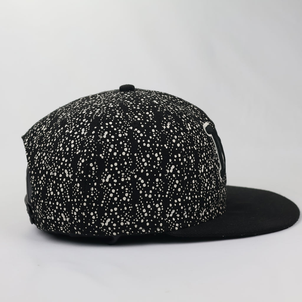 New York Splatter Print Snapback - Black & White Streetwear Hat