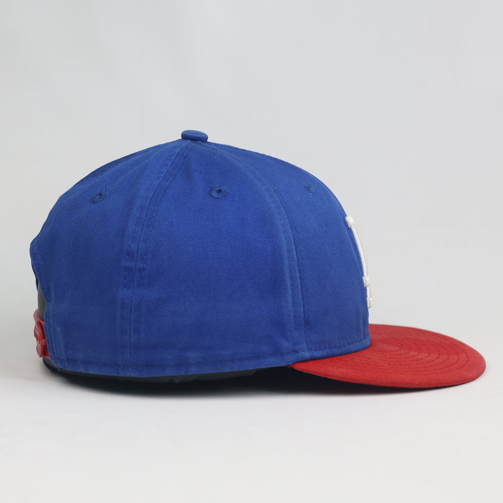 Thrifted New Era LA Dodgers Two-Tone Snapback Cap | Blue Red Flat Brim