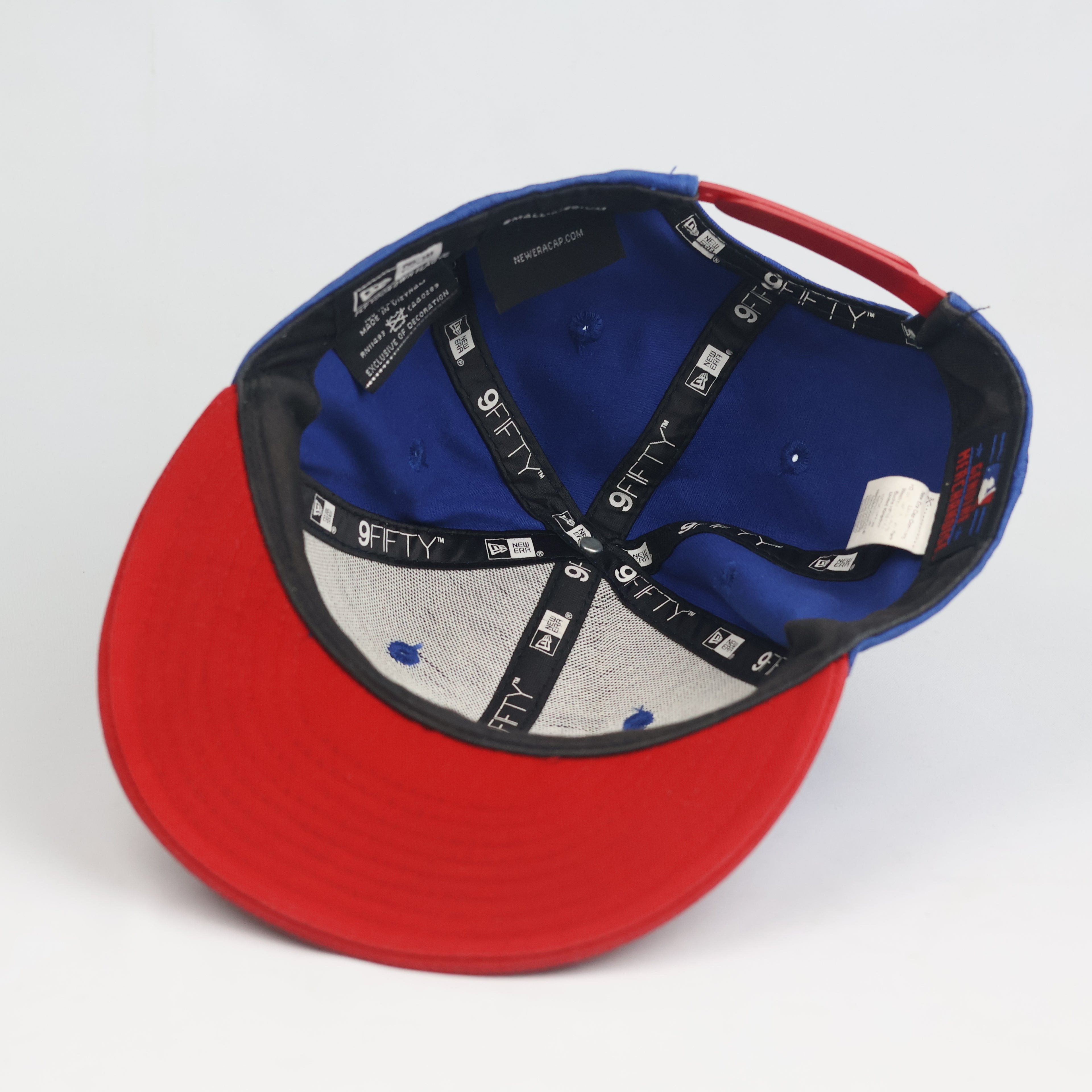 Thrifted New Era LA Dodgers Two-Tone Snapback Cap | Blue Red Flat Brim