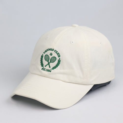 Thrifted "Tennis Club EST.1994" Cream Strapback Cap | Retro Sportswear Dad Hat