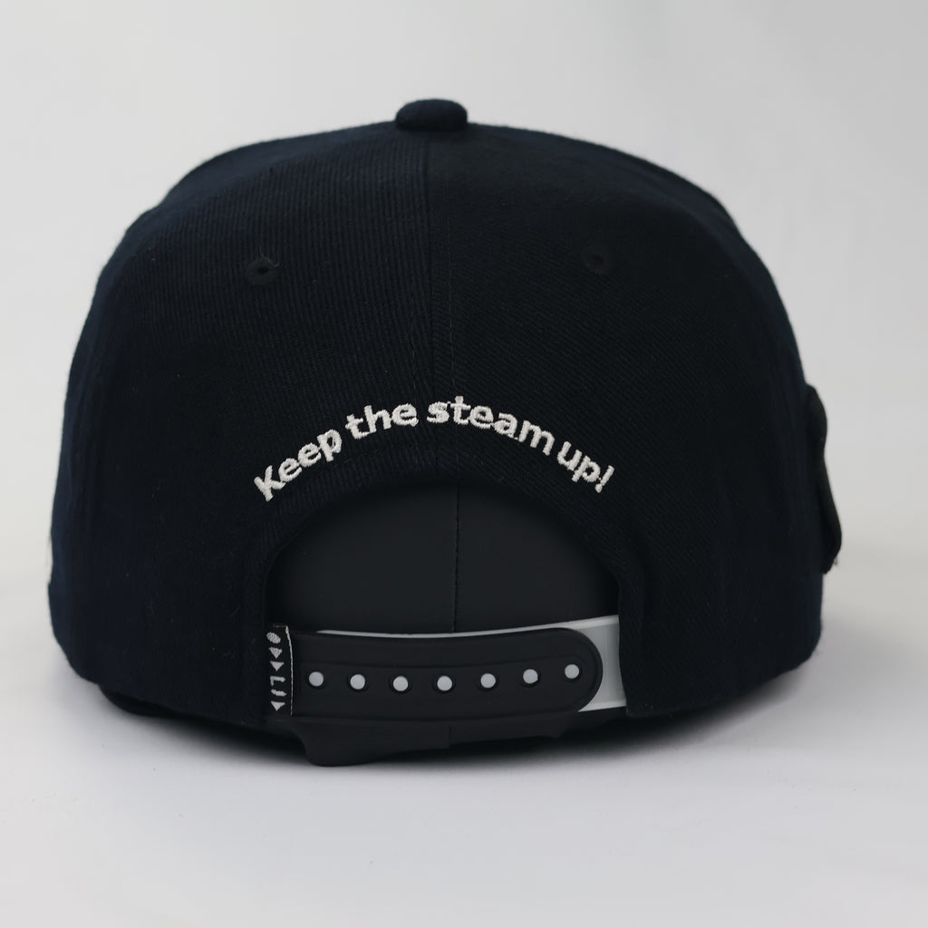 Vintage Oddlid "Keep The Steam Up" Quote Hat - Thrifted Navy Snapback