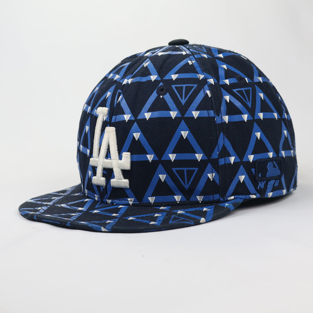 MLB Los Angeles Dodgers Triangle Geometric Print Snapback Thrifted Hat - 53cm
