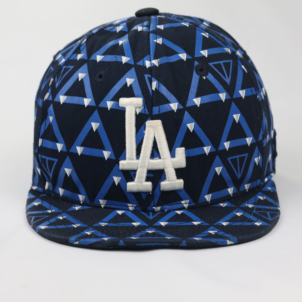 MLB Los Angeles Dodgers Triangle Geometric Print Snapback Thrifted Hat - 53cm