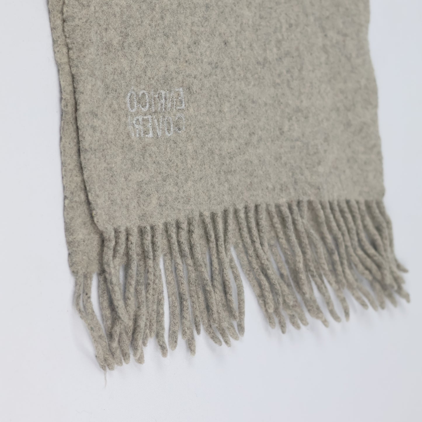 Authentic Enrico Coveri Grey Winter Thrifted Scarf - Premium Embroidered Logo