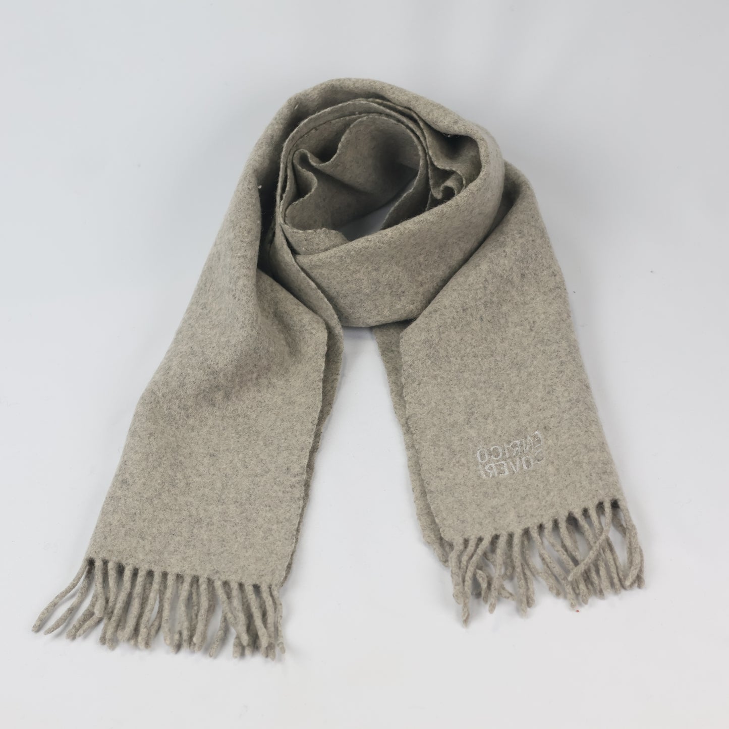 Authentic Enrico Coveri Grey Winter Thrifted Scarf - Premium Embroidered Logo